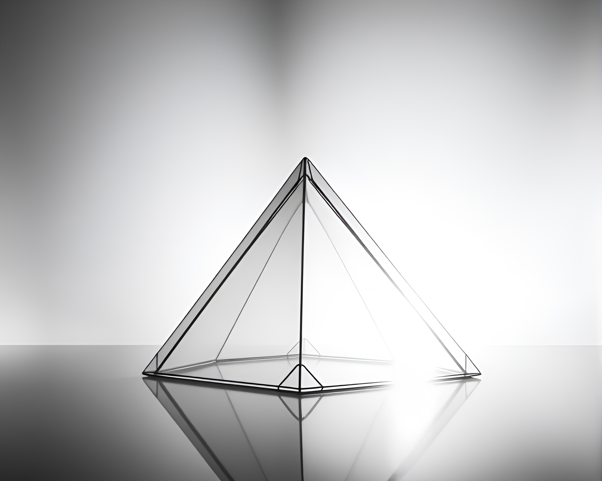 Ethereal Glass Pyramid Silhouette in Monochrome Yellow – free AI stock image