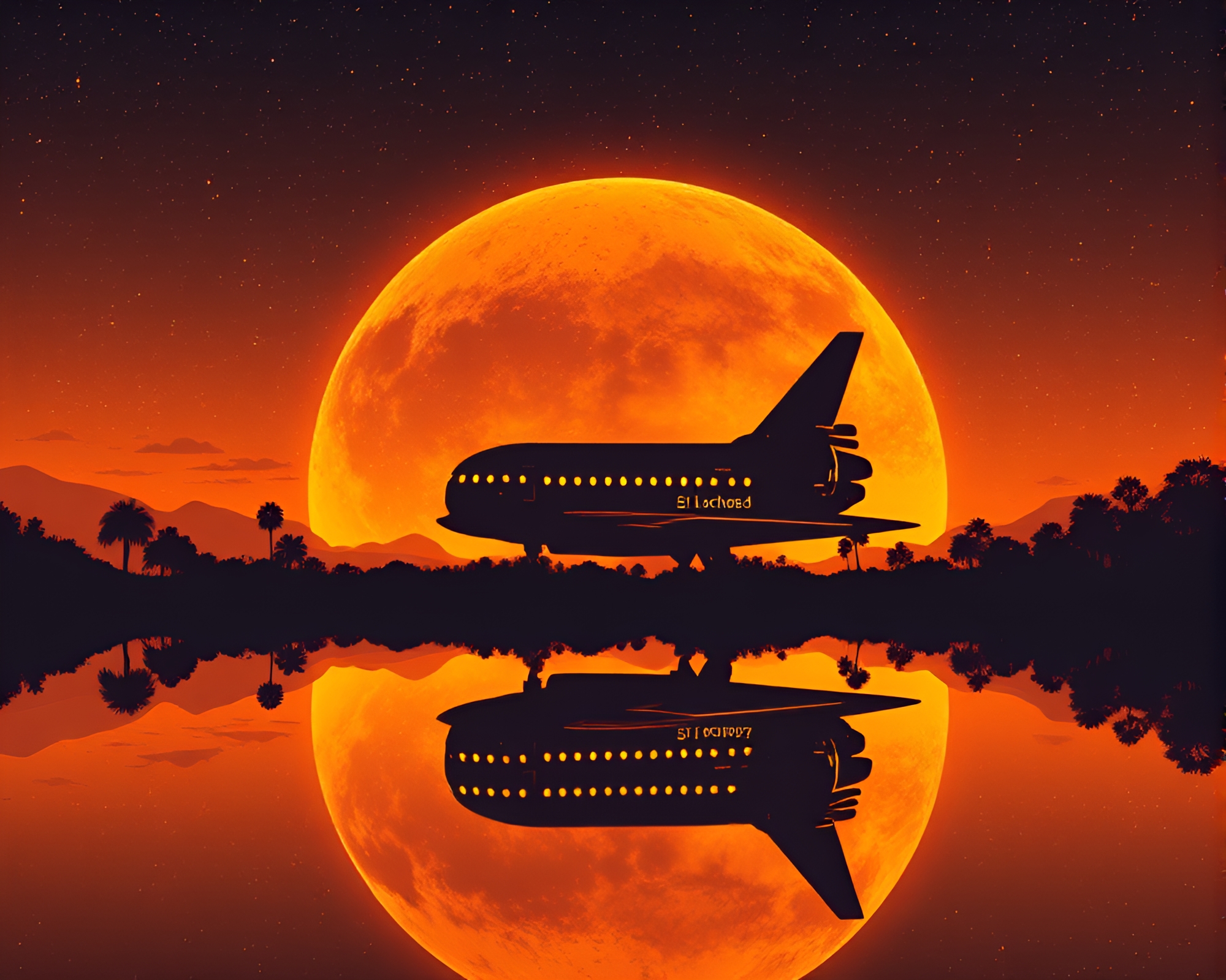 Savannah Golds Space Shuttle Reflection Fantasy Illustration – free AI stock image