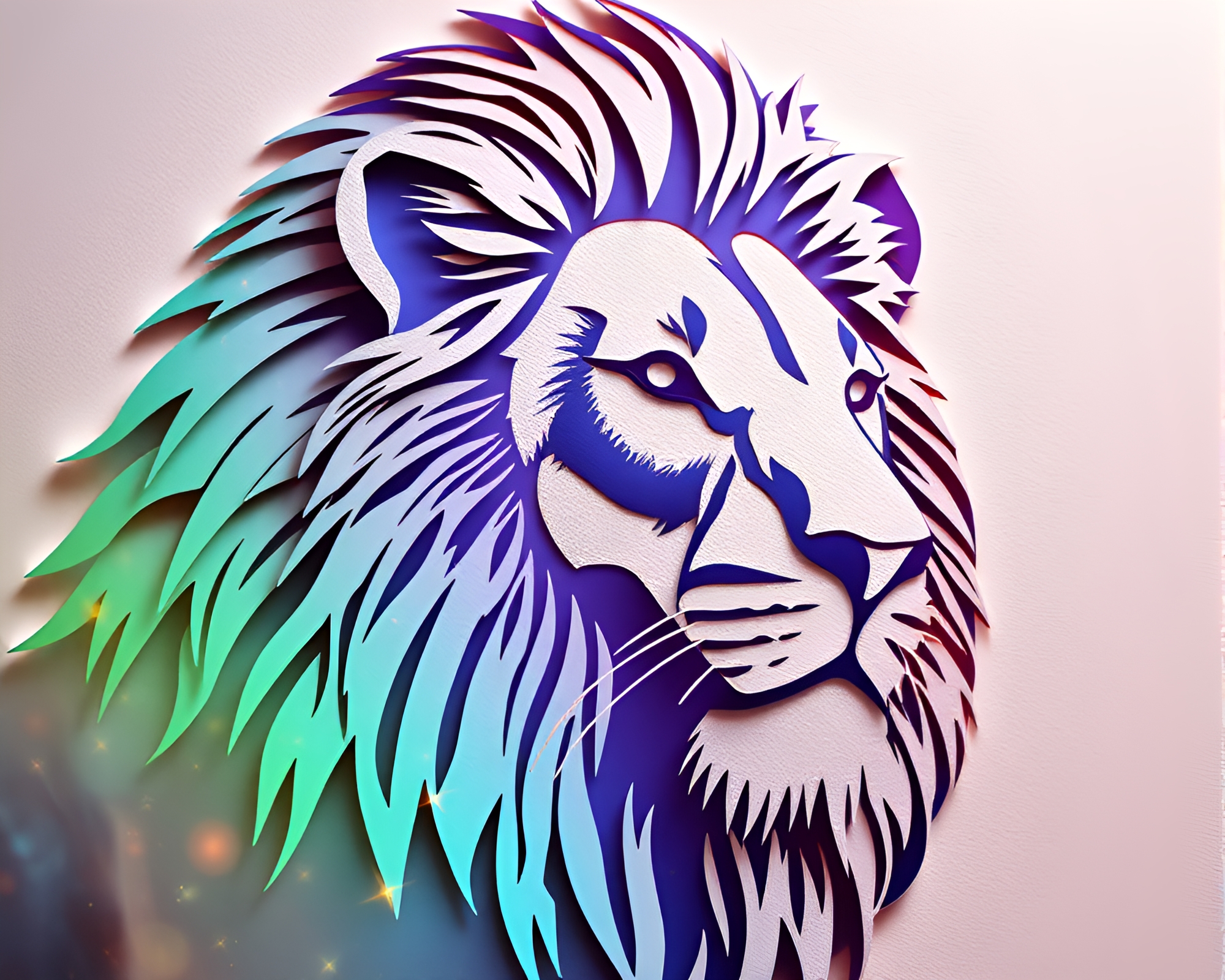 Chromatic Lion Amid Stardust Shimmer – free AI stock image