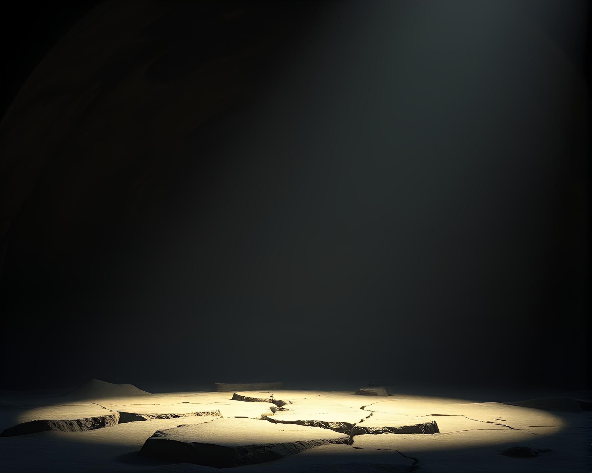 Leviathan emerges from cracked earth in spotlight – free AI stock image