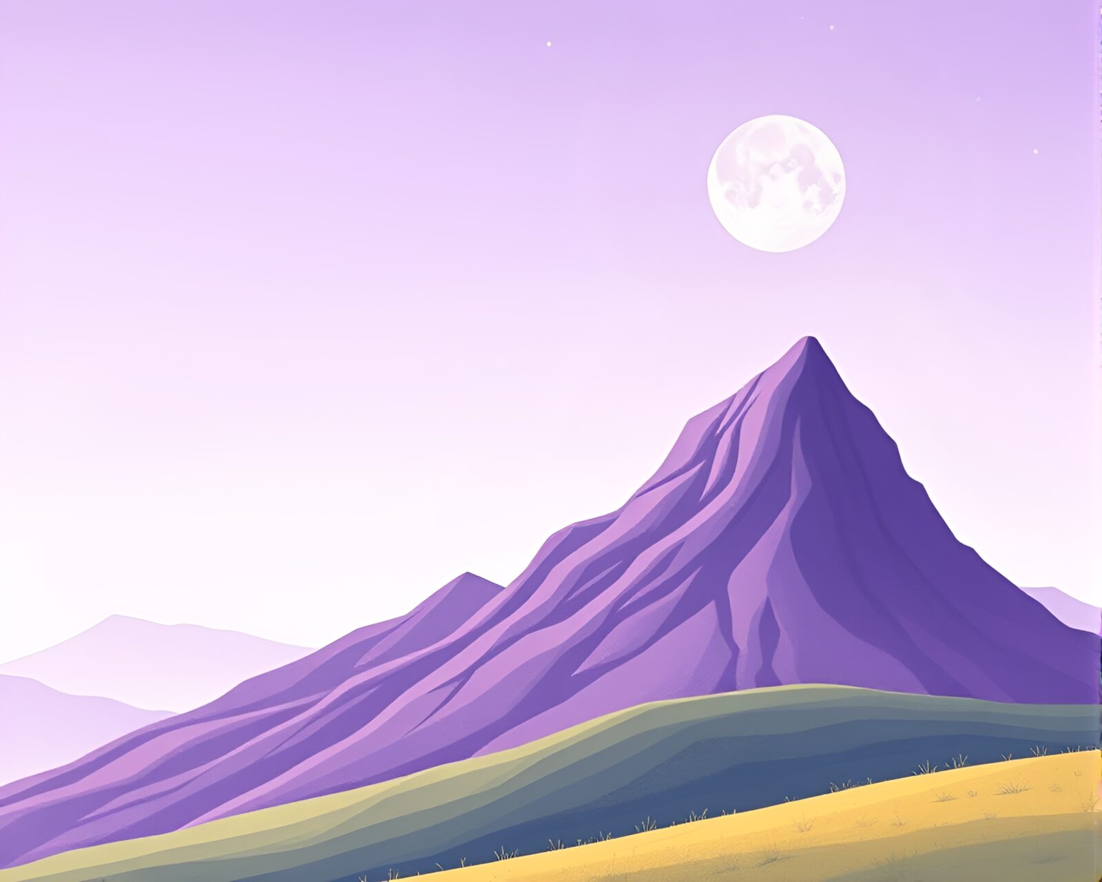 Children's book illustration of a magical plateau under amethyst light