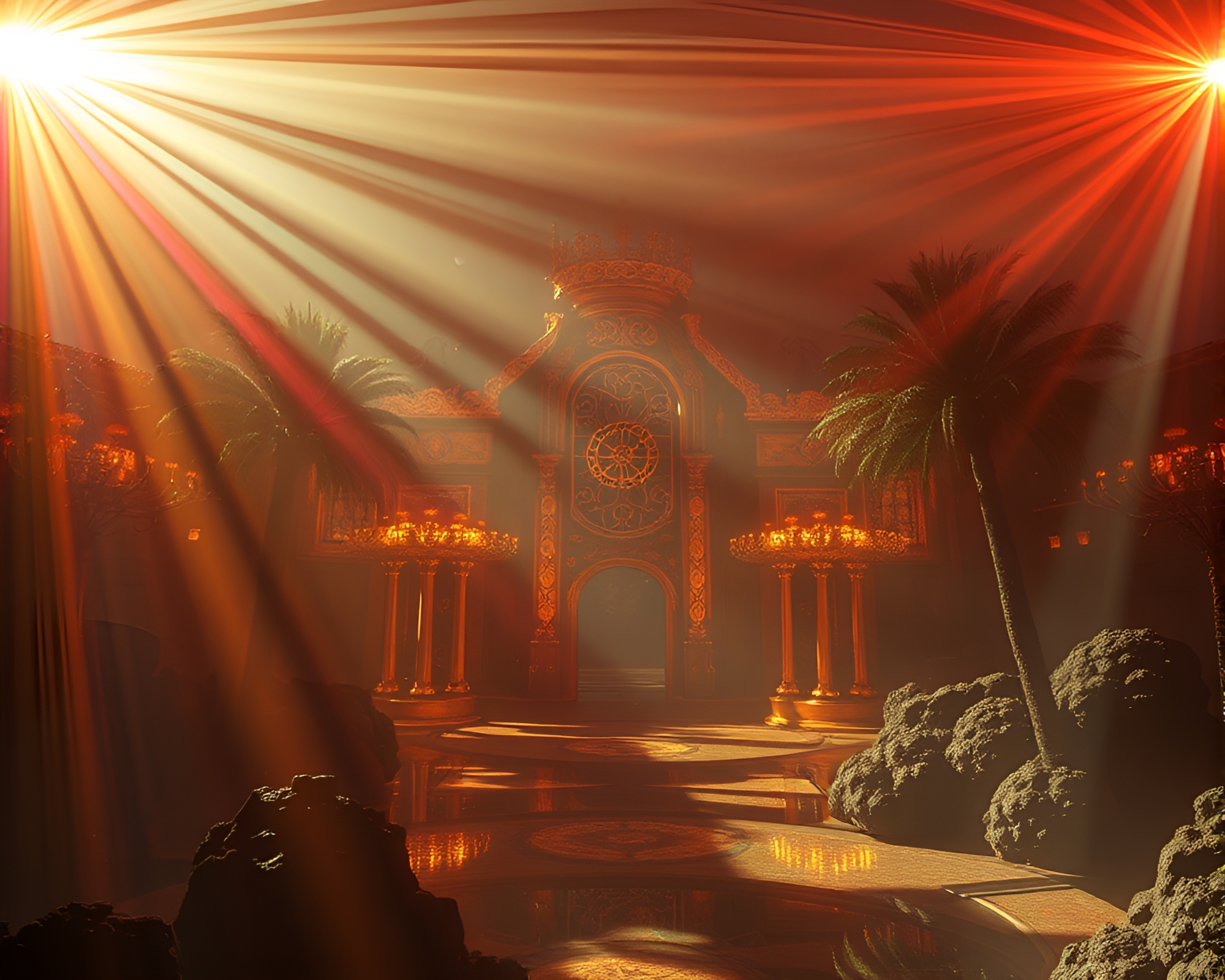 Vampire Queen Embracing Laser Light in Golden Savannah – free AI stock image