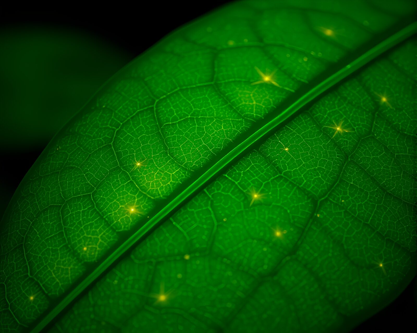 High-poly 3D leaf vein pattern in mystical tundra glow