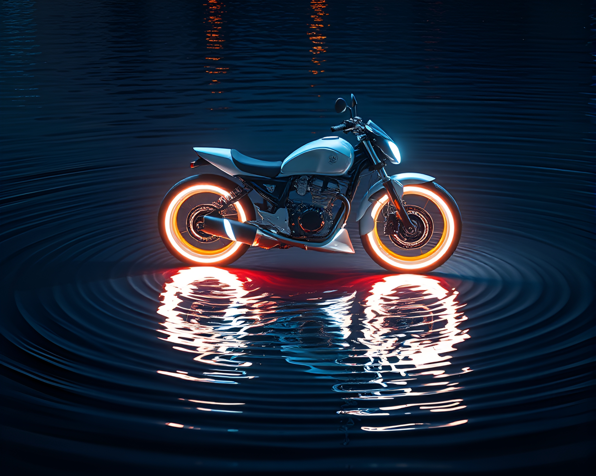 Maximalist Hoverbike Reflection with Rim Lighting – free AI stock image