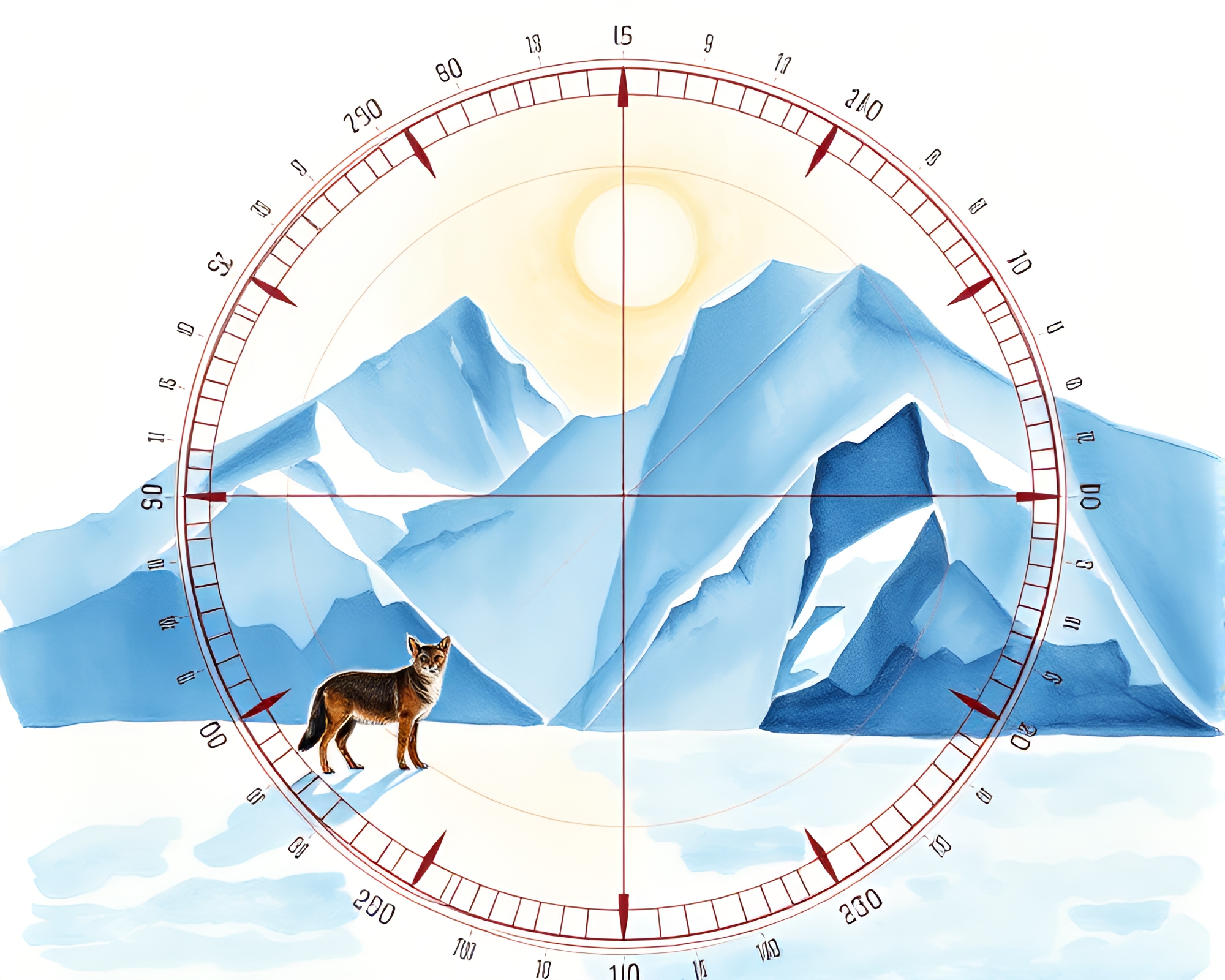 Wildlife Watercolor: Pocket Sundial in Antarctic Whiteout – free AI stock image