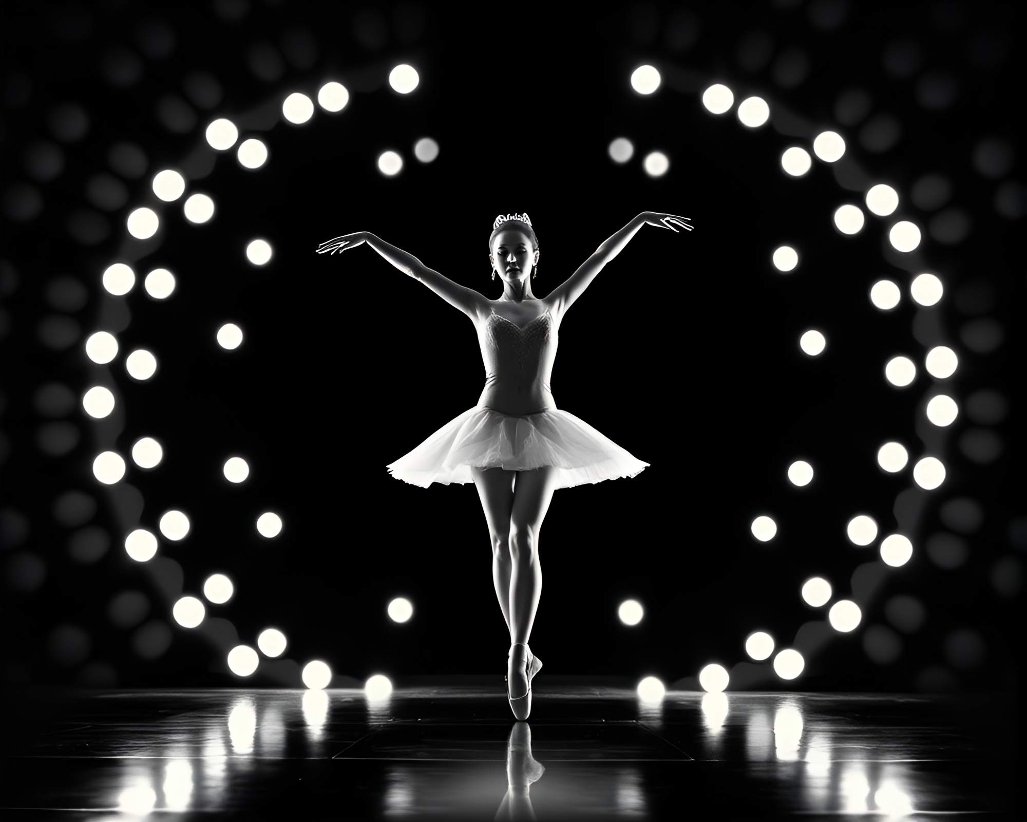 Elegant Ballet Noir: Radial Symmetry – free AI stock image