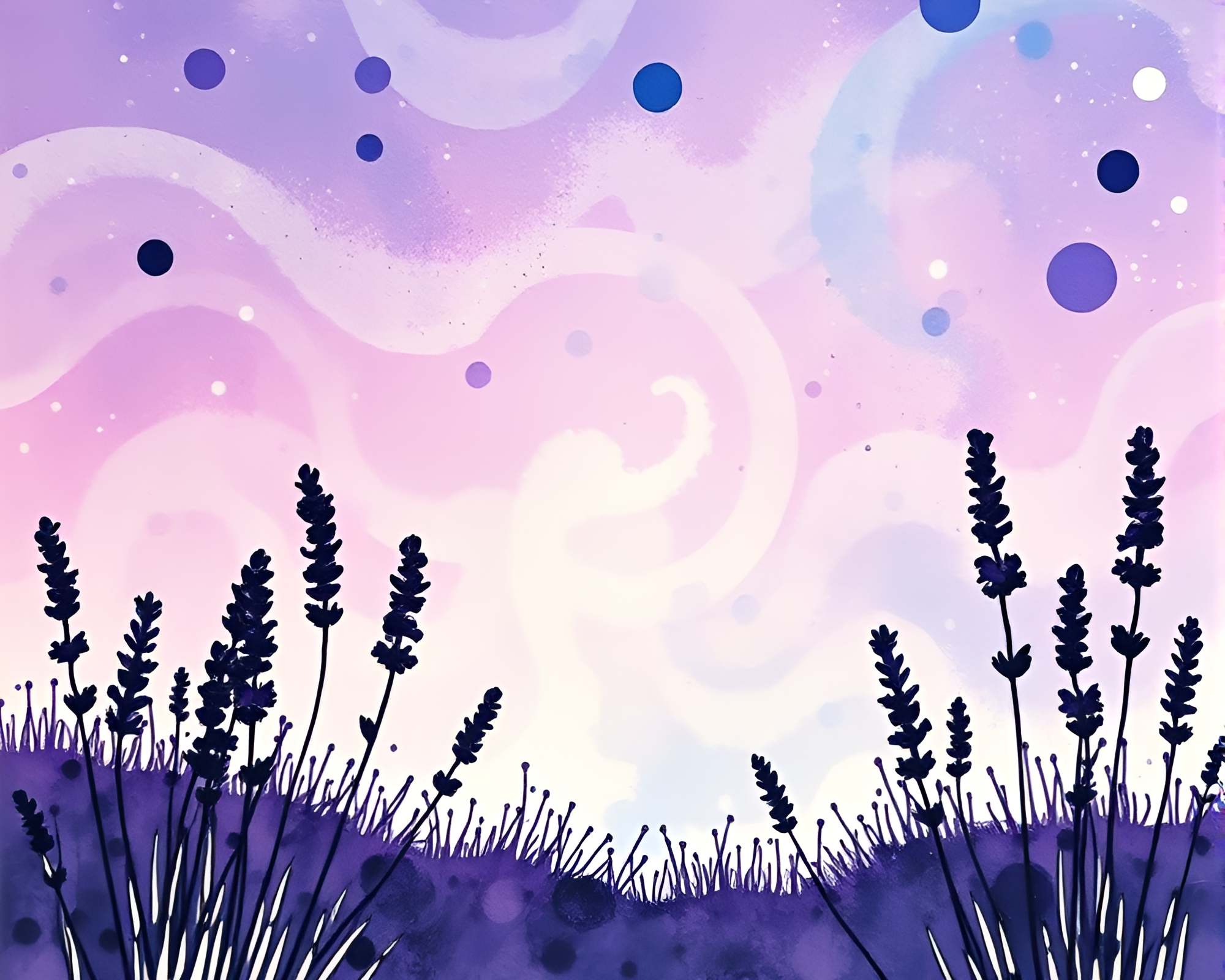 Parallel Universe Ink Splashes in Lavender Twilight – free AI stock image