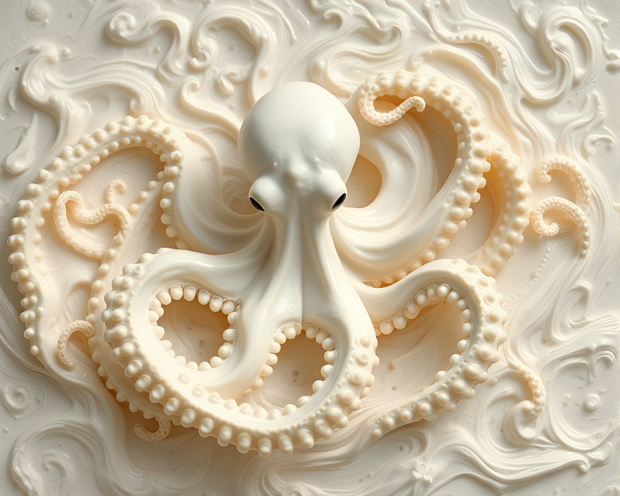 Surreal Octopus Vortex in Ivory White – free AI stock image