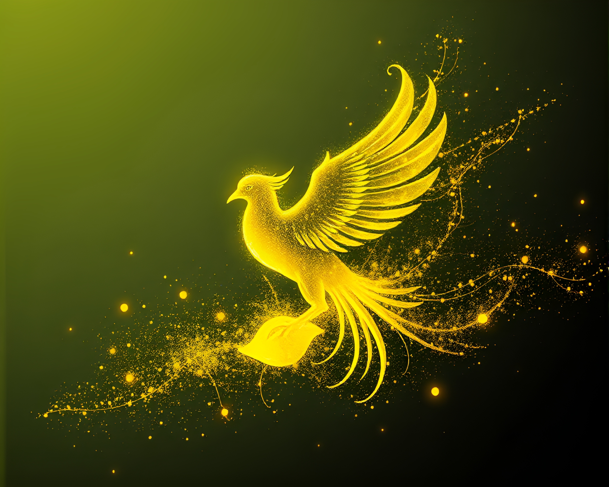 Dust particles swirling around majestic lemon Phoenix – free AI stock image
