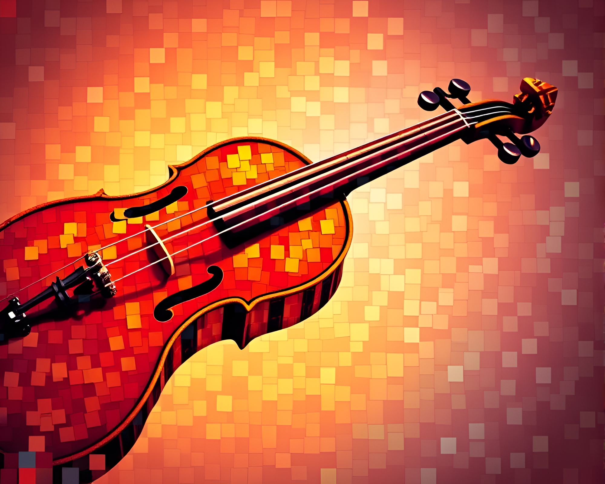 Dynamic Violinist in Retro Mosaic Light – free AI stock image