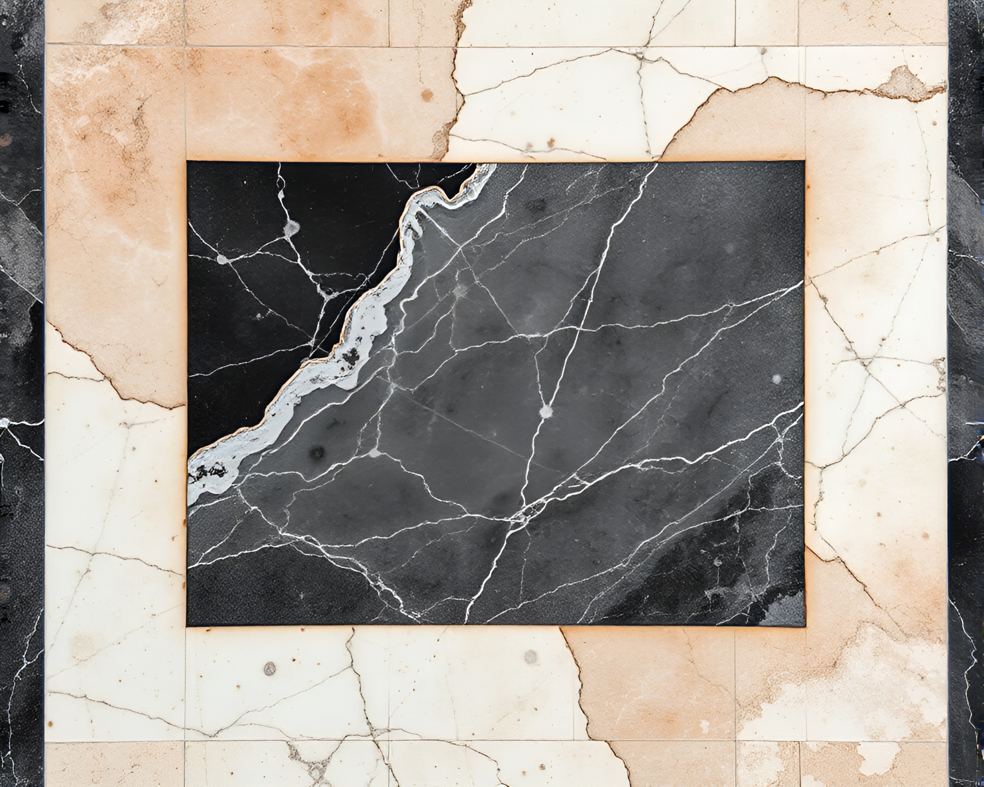Ethereal Marble Sculpture in Misty Dawn Grid – free AI stock image