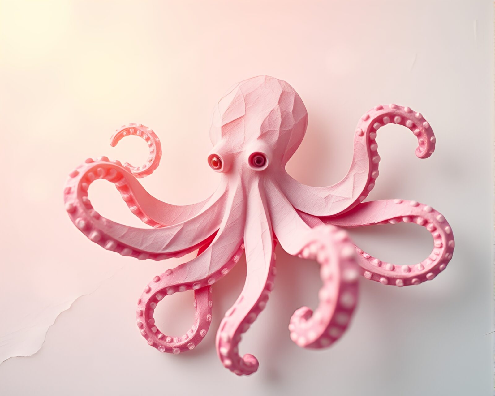Octopus overlaid on pastel paper with bokeh effect
