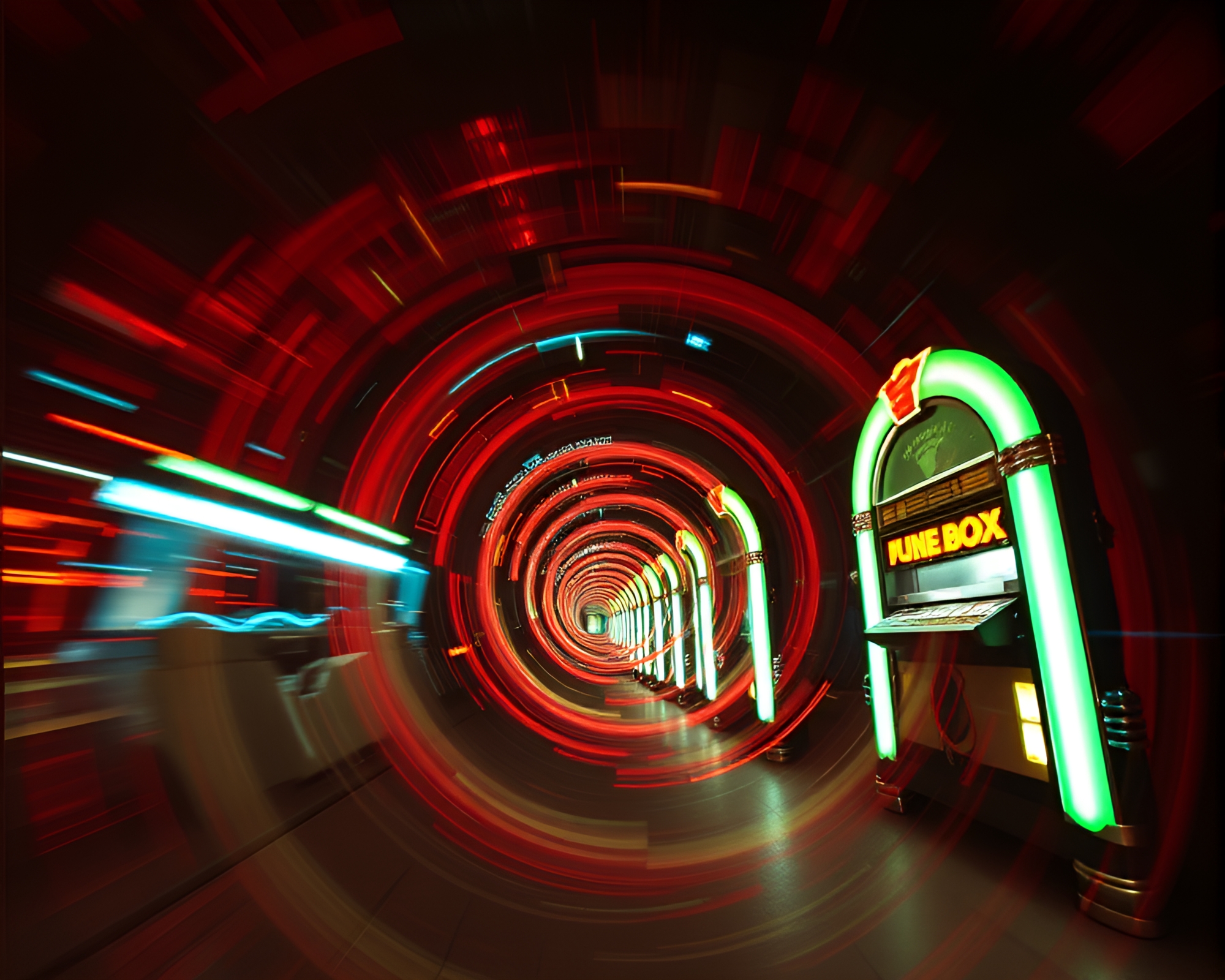 Vintage Jukebox Spiral in Split Tone Exposure – free AI stock image