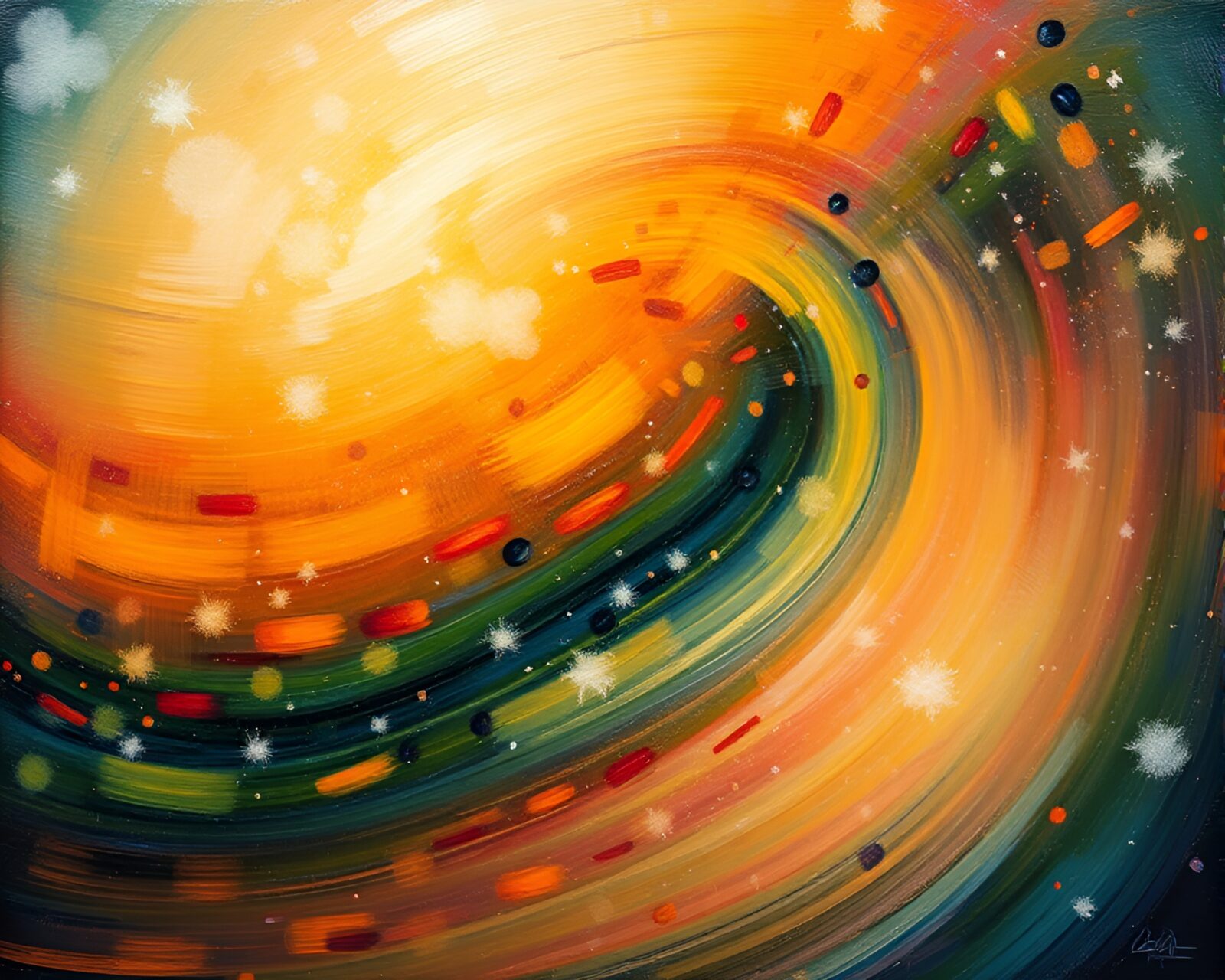 Vibrant fruit tart with motion blur in planetary hues