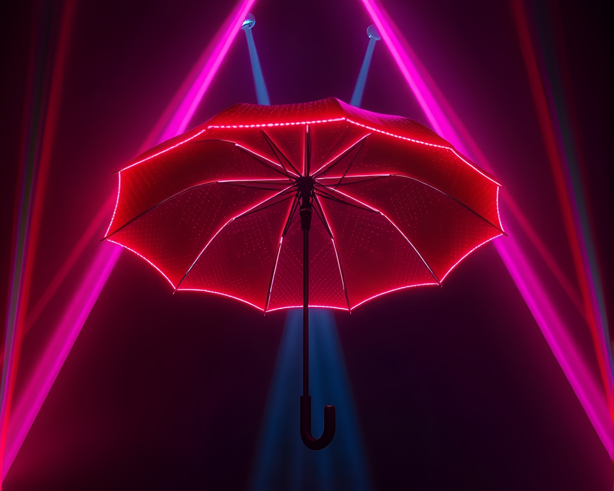 Neon Umbrella Glowing with Laser Beams – free AI stock image