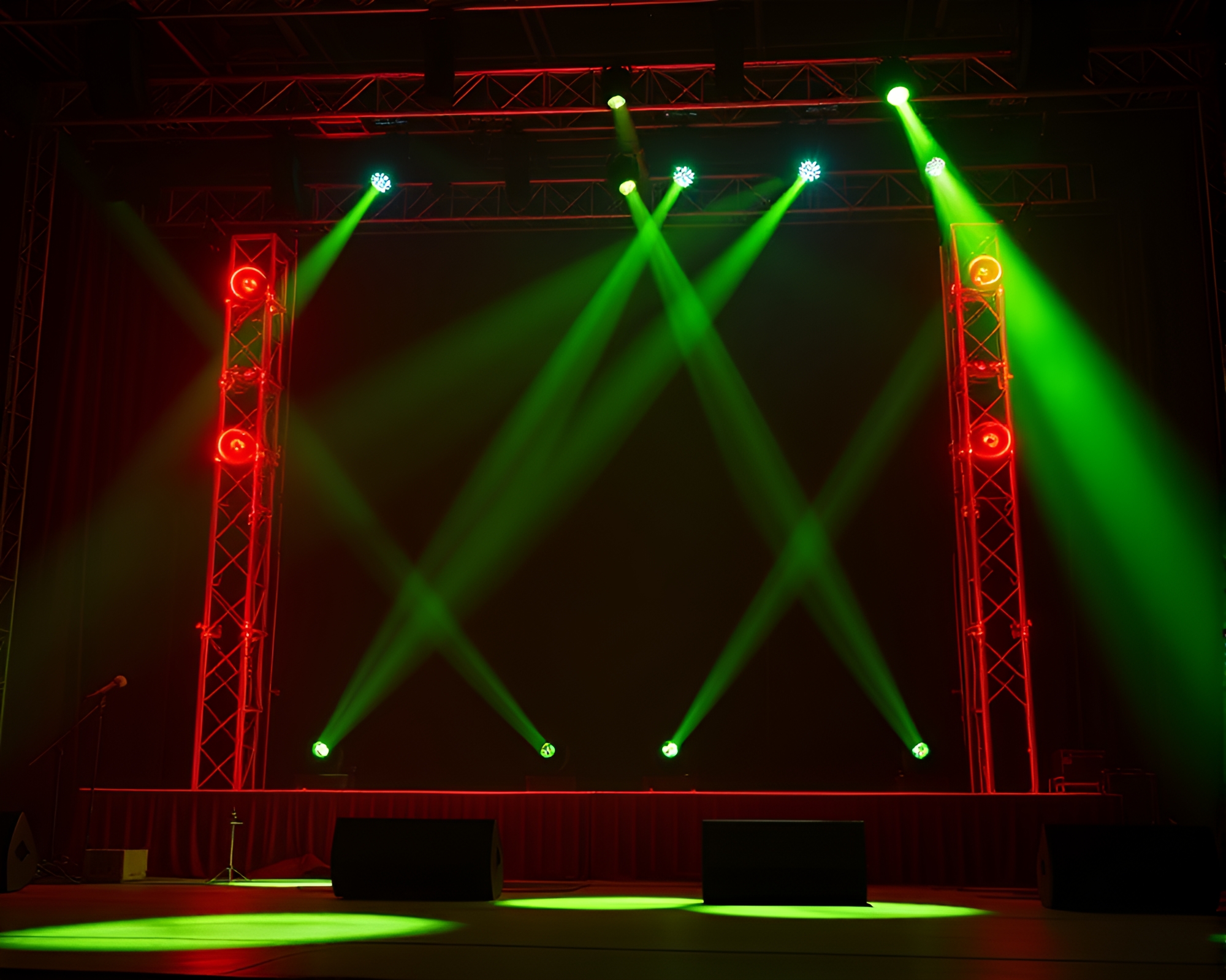 Vibrant Neon Concert Stage with Cloth Effects – free AI stock image