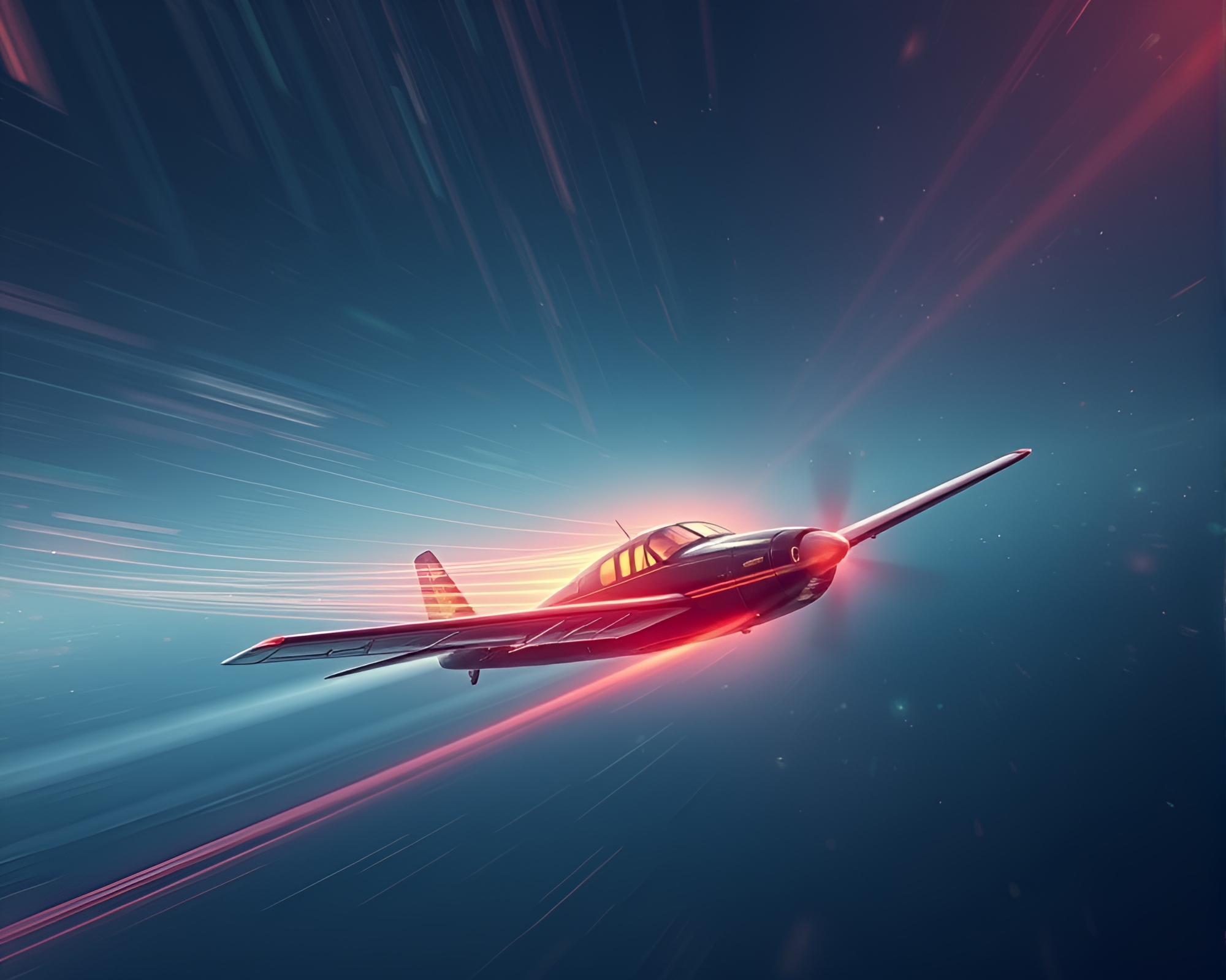 Futuristic Sea Plane Light Trail Illustration – free AI stock image