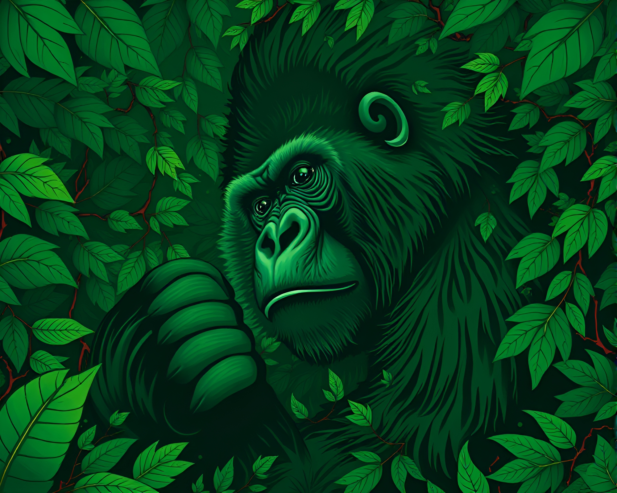 Fibonacci Spiral Gorilla in Enchanted Forest – free AI stock image