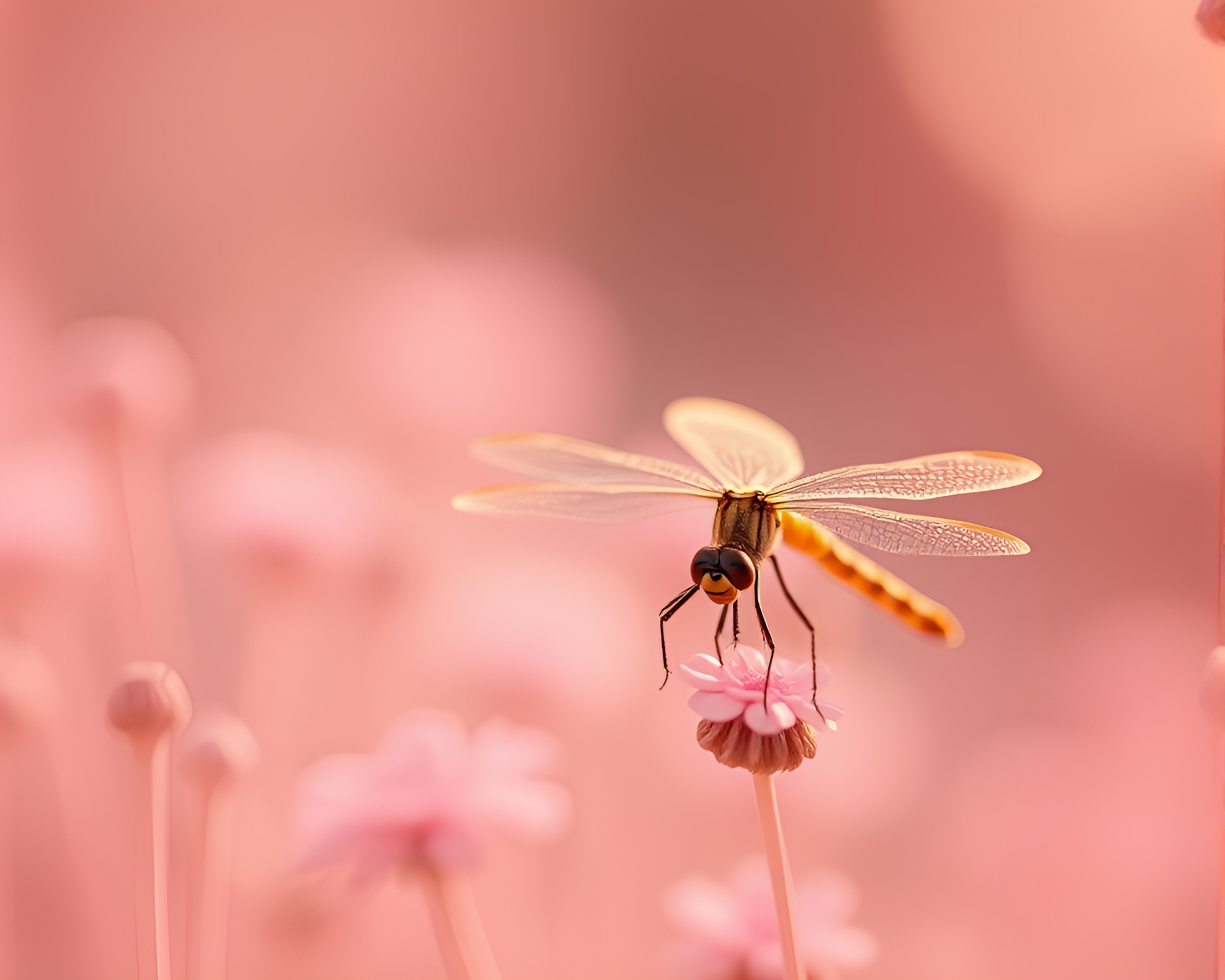 Ethereal Dragonfly in Blush Pink Serenity – free AI stock image