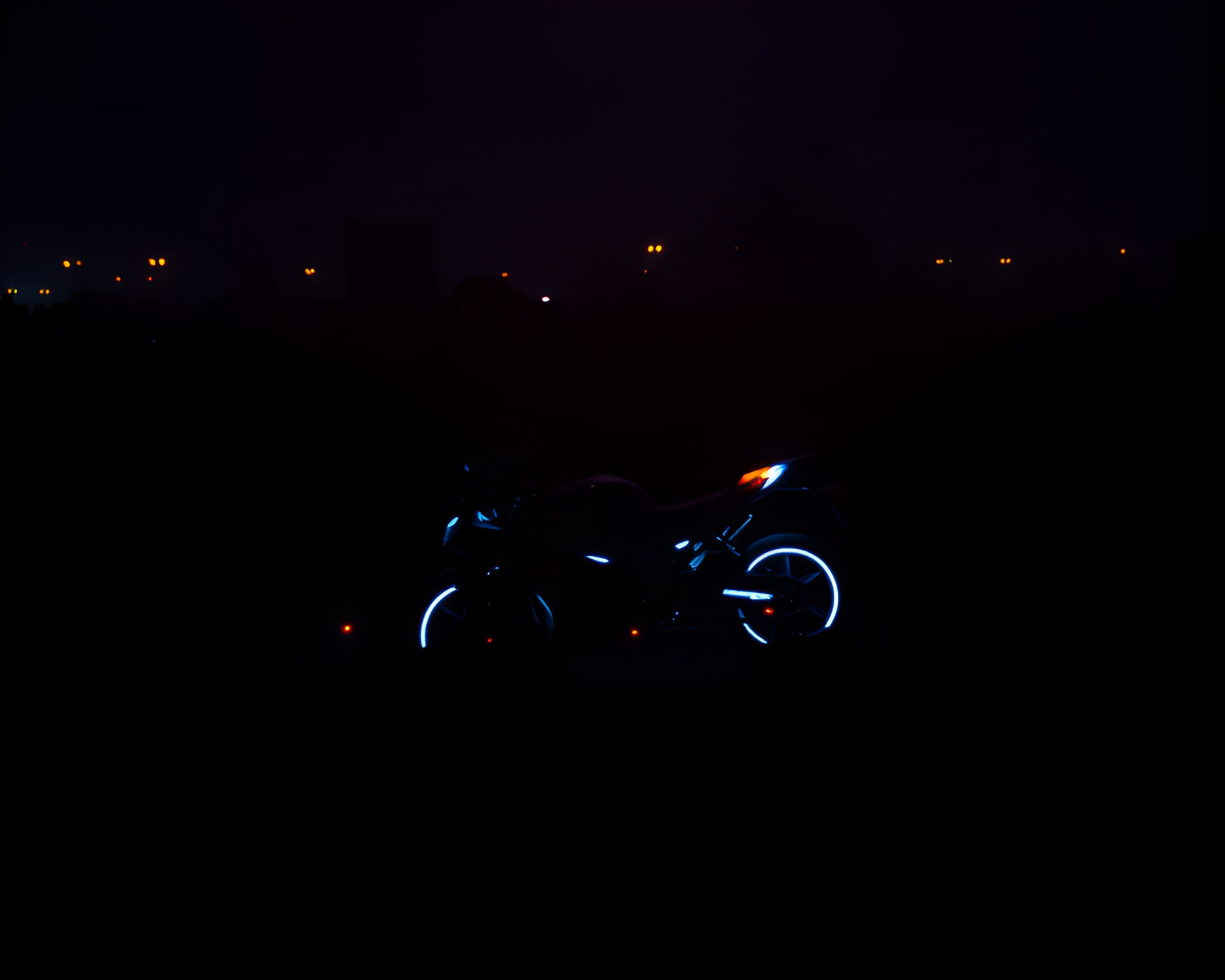 Bioluminescent Hoverbike Parade under Starlit Sky – free AI stock image