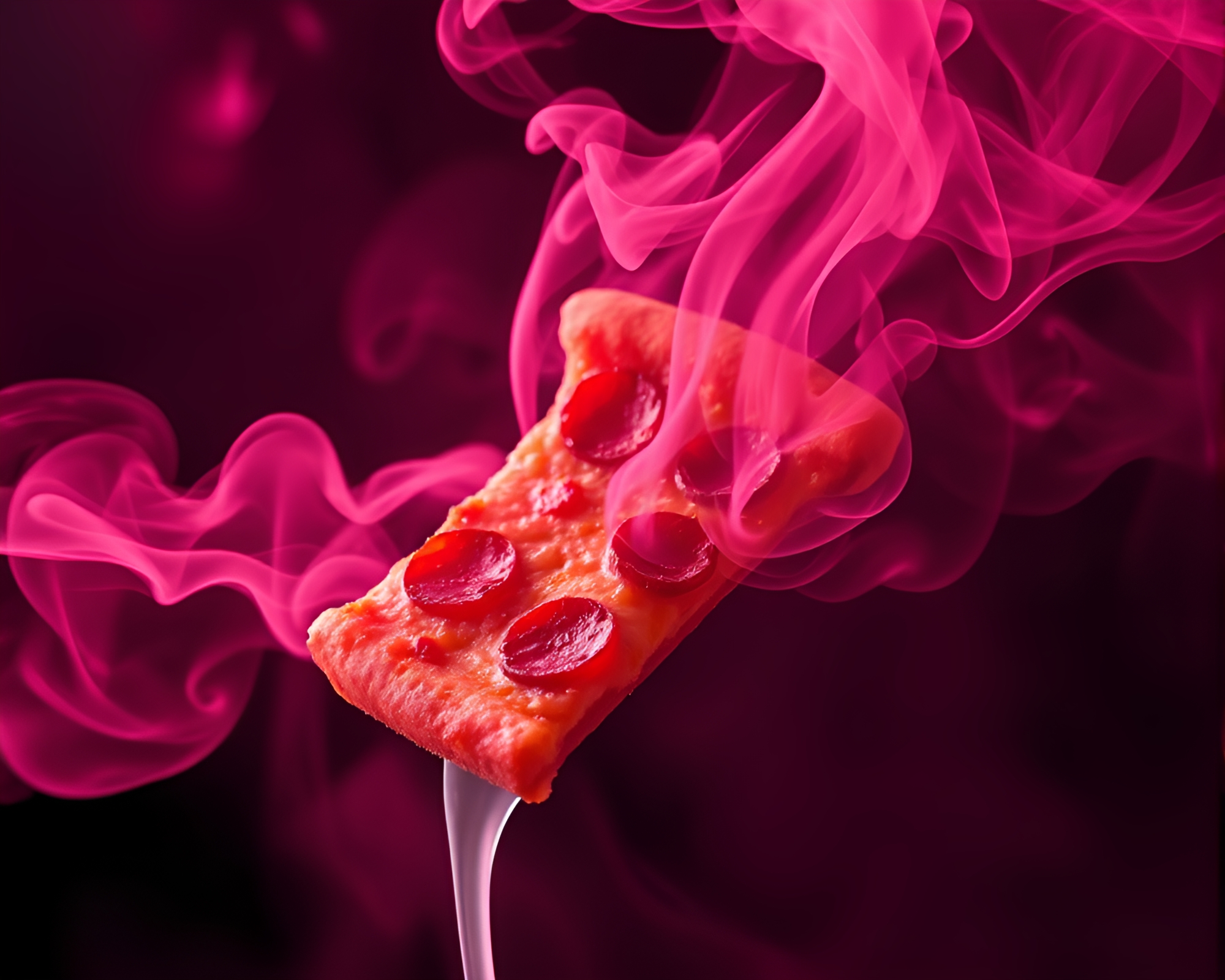 Smoky Pizza Slice in Infrared Surreal Triad – free AI stock image