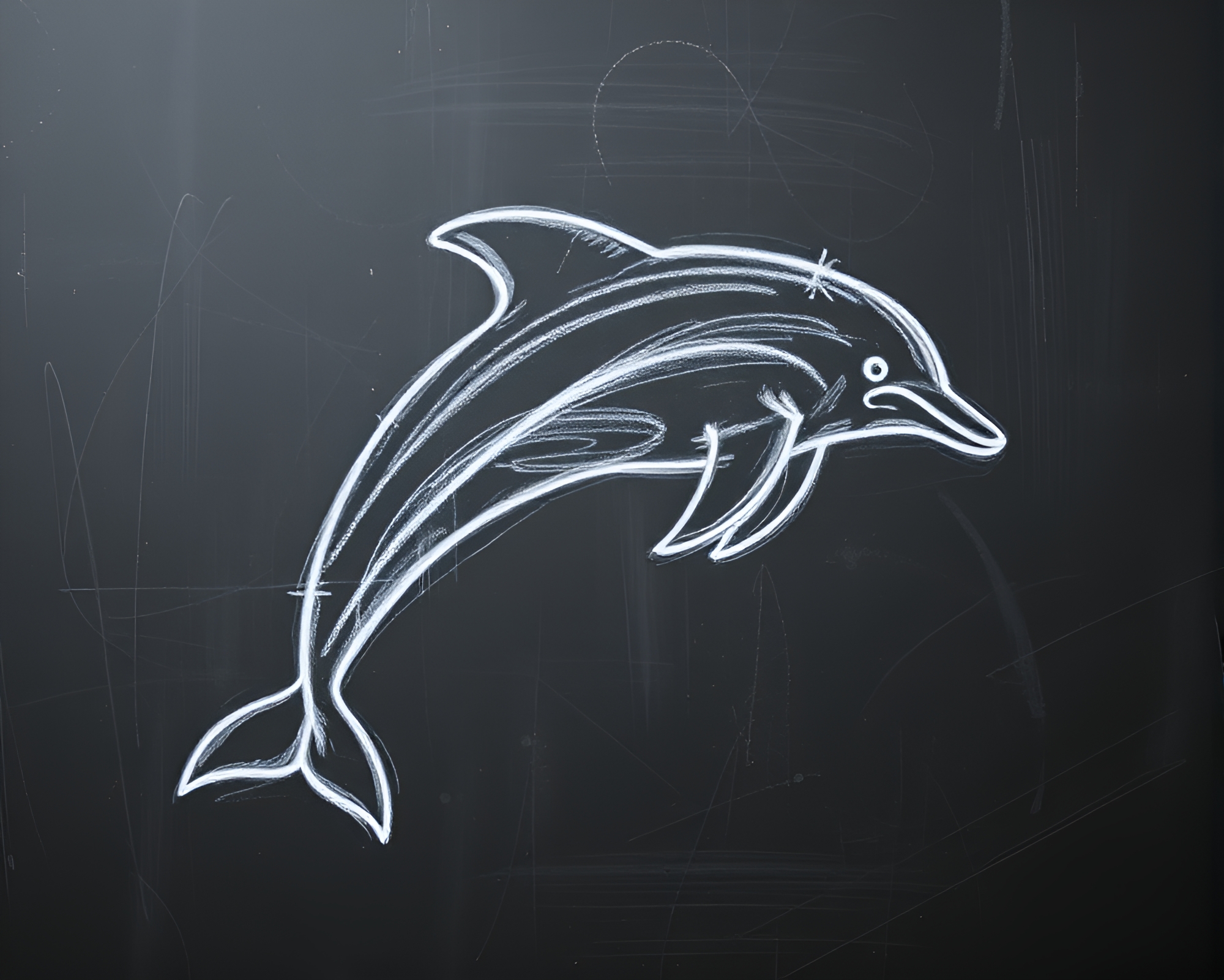 Ethereal Dolphin Chalk Art with Divisionism Lighting – free AI stock image