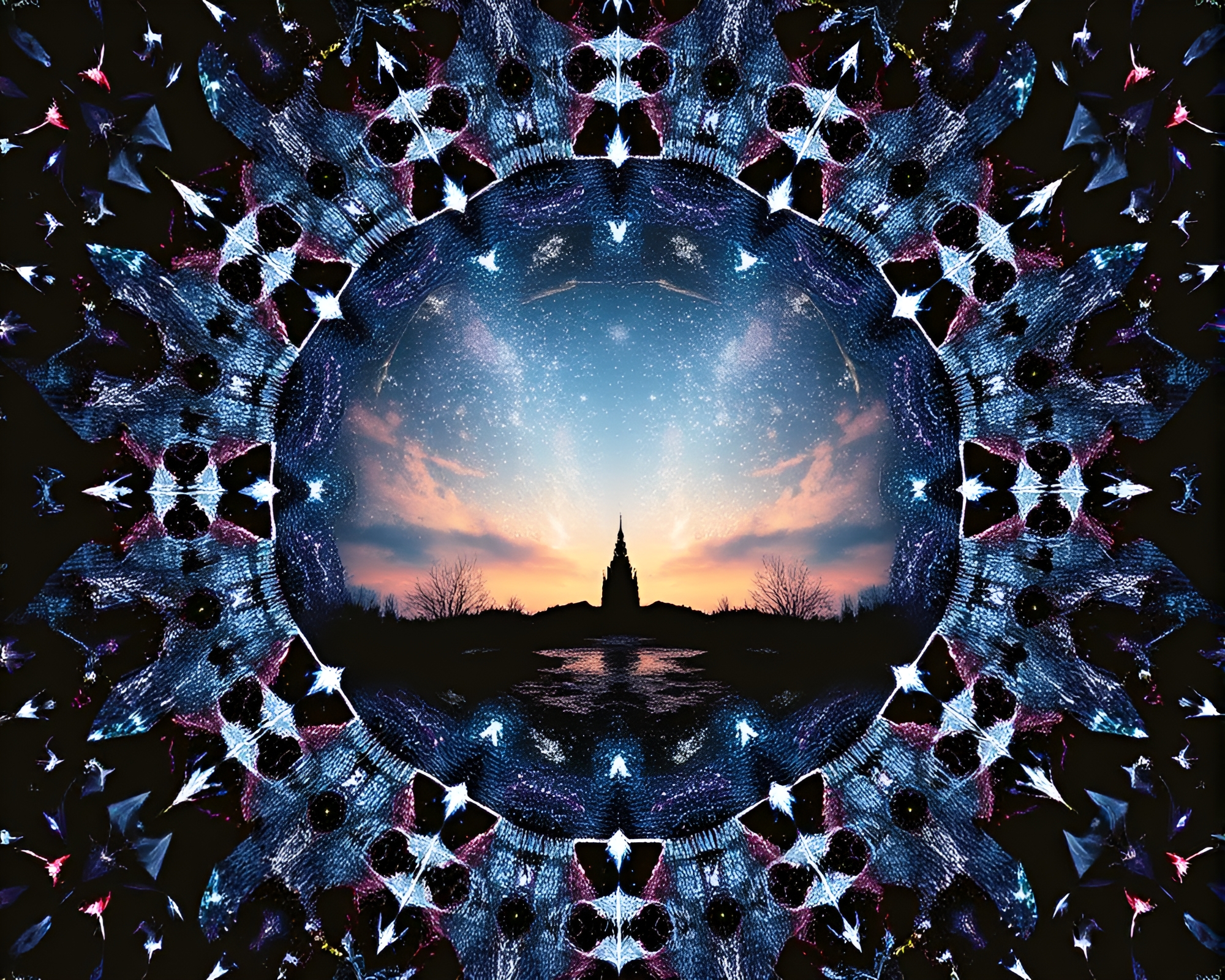 Mirror of Starlit Fragments – free AI stock image