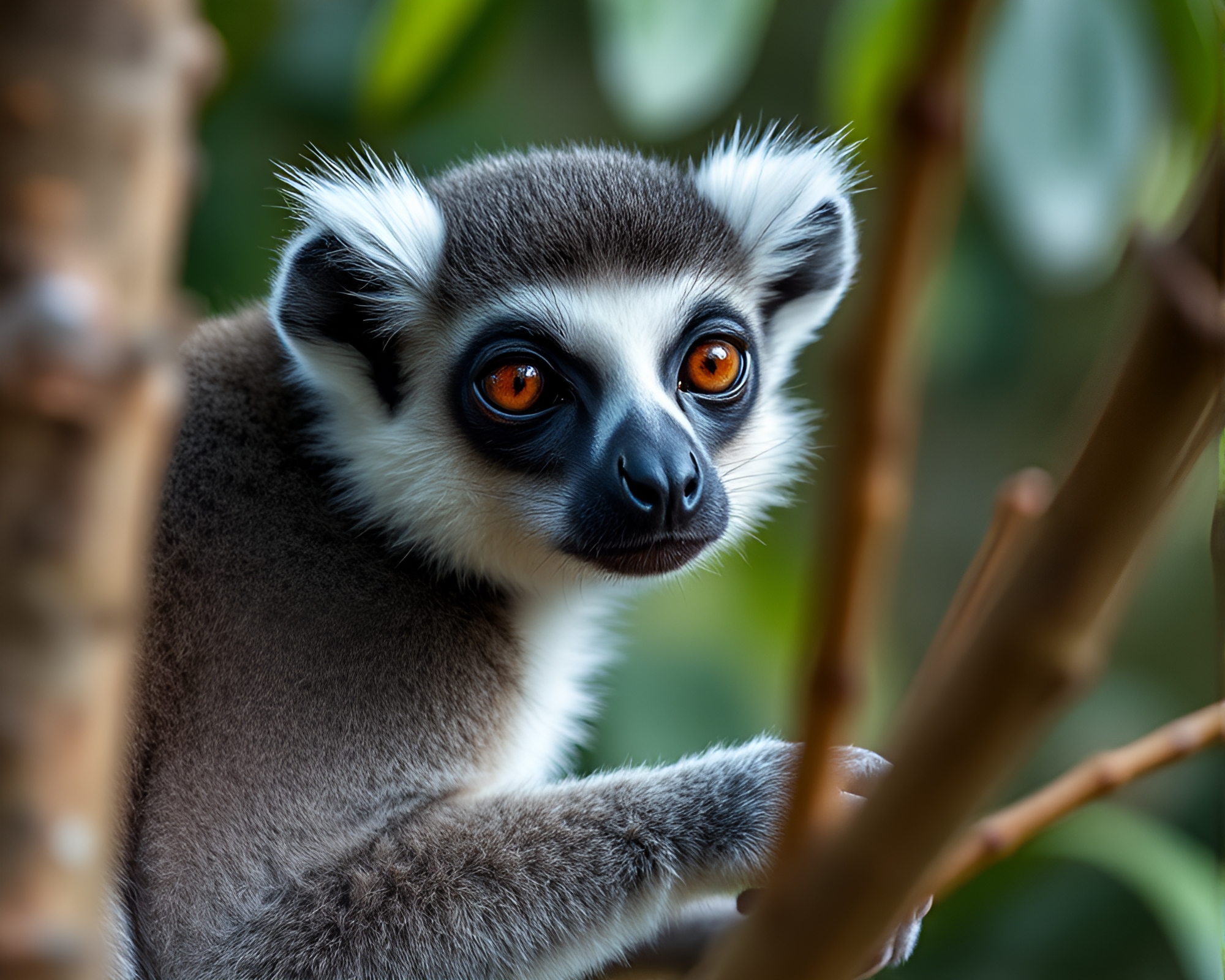 Lemur in Natural Frame: Macro Photography Masterpiece – free AI stock image