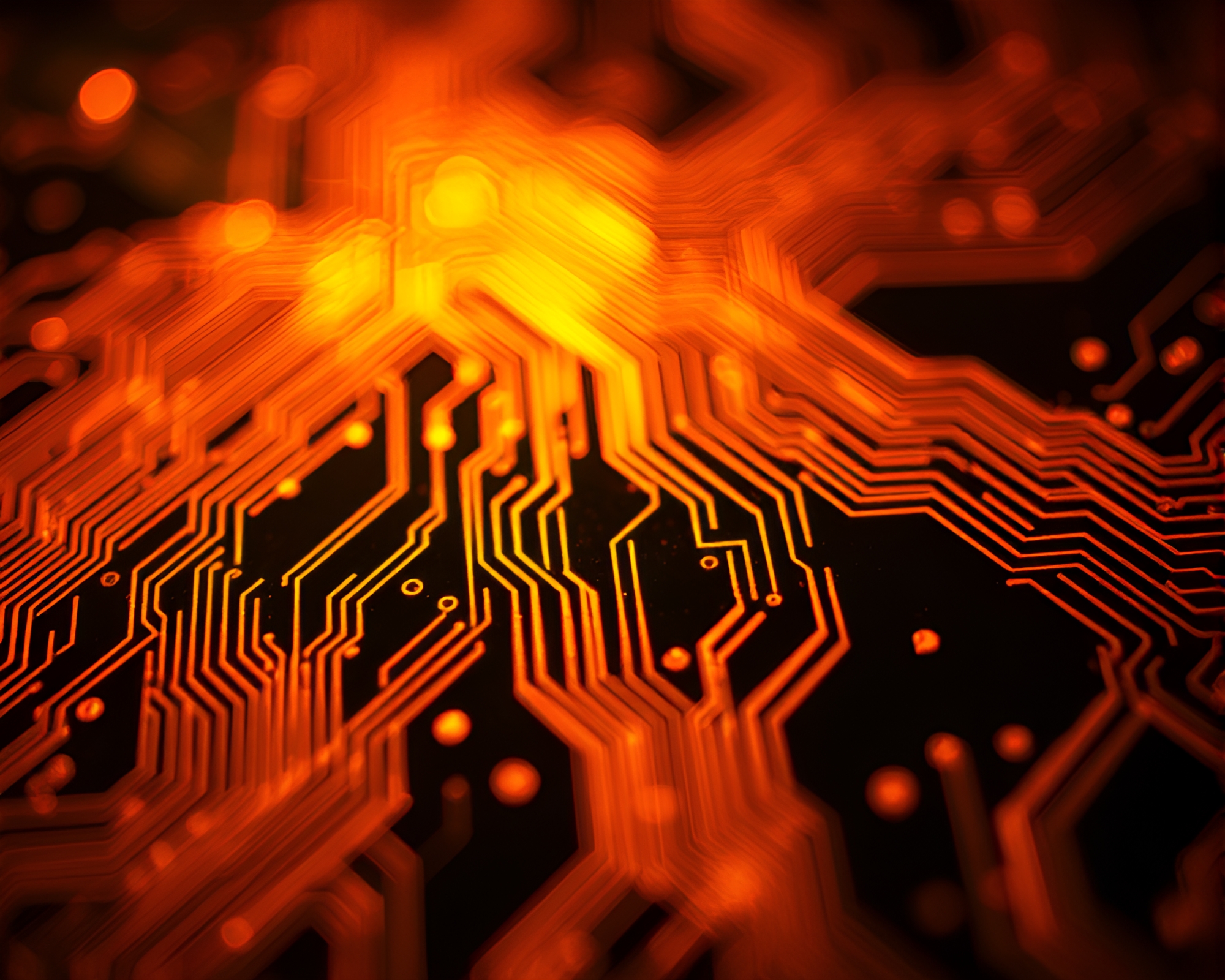 Sorcery-Lit Circuit Board Microscope Composition – free AI stock image