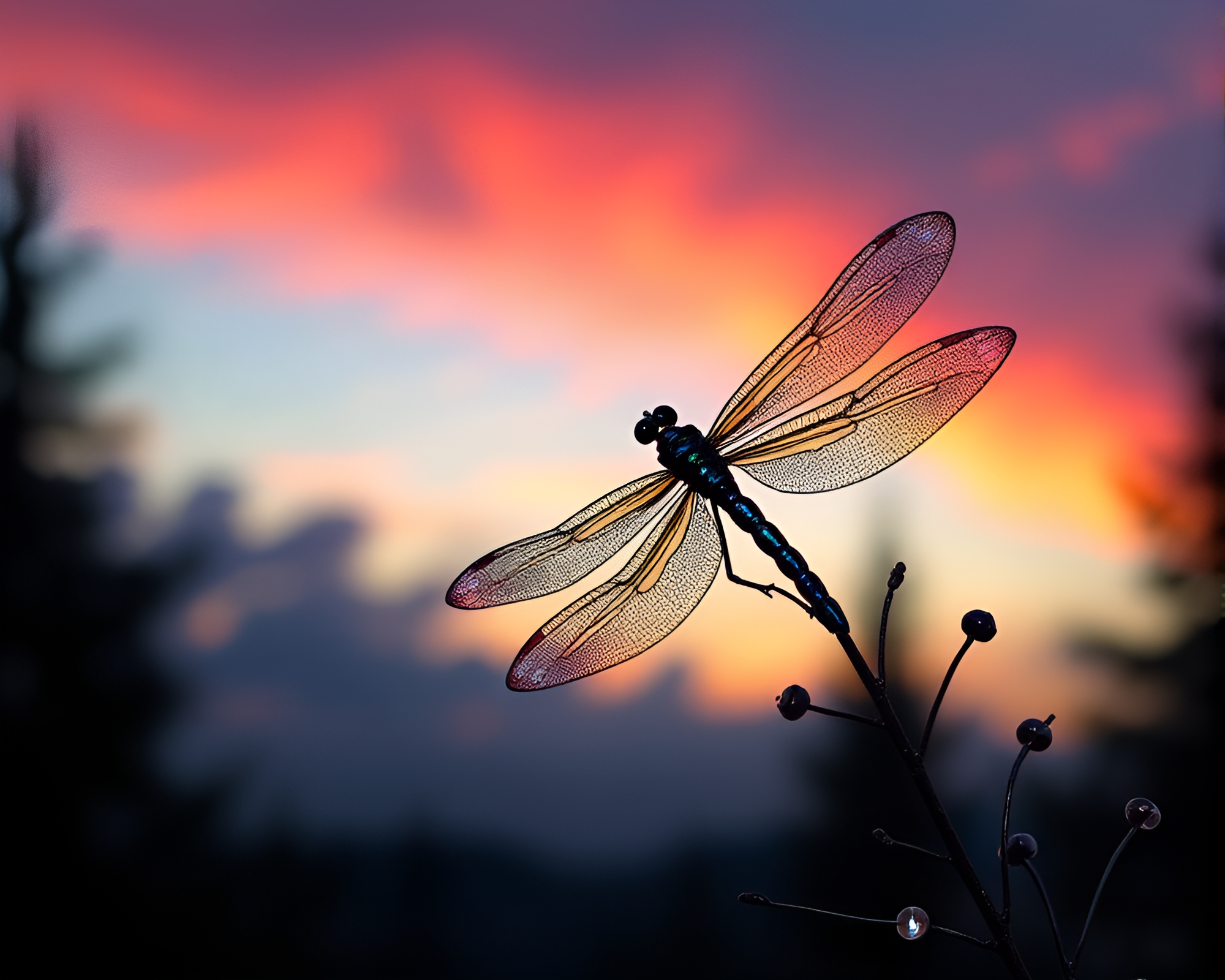 Dragonfly Beadwork at Dusk Twilight High Dynamic Range – free AI stock image