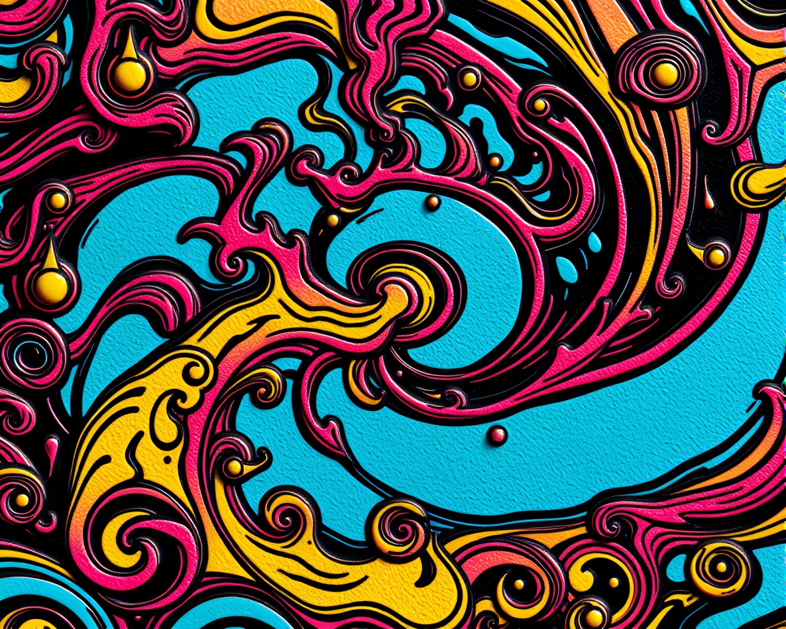 Vibrant swirls of psychedelic colors in intricate comic book style