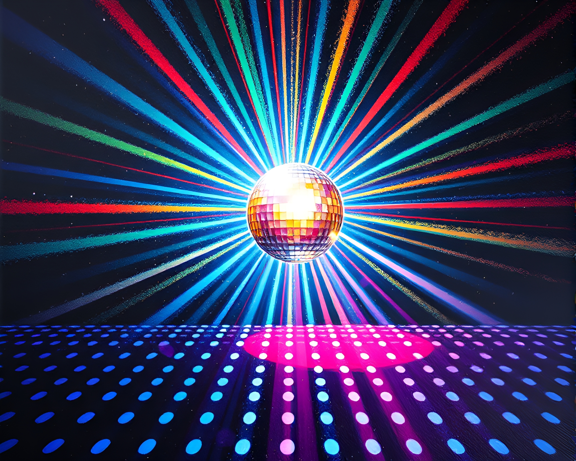 Electric Disco Warrior with Plasma Rifle Painting – free AI stock image
