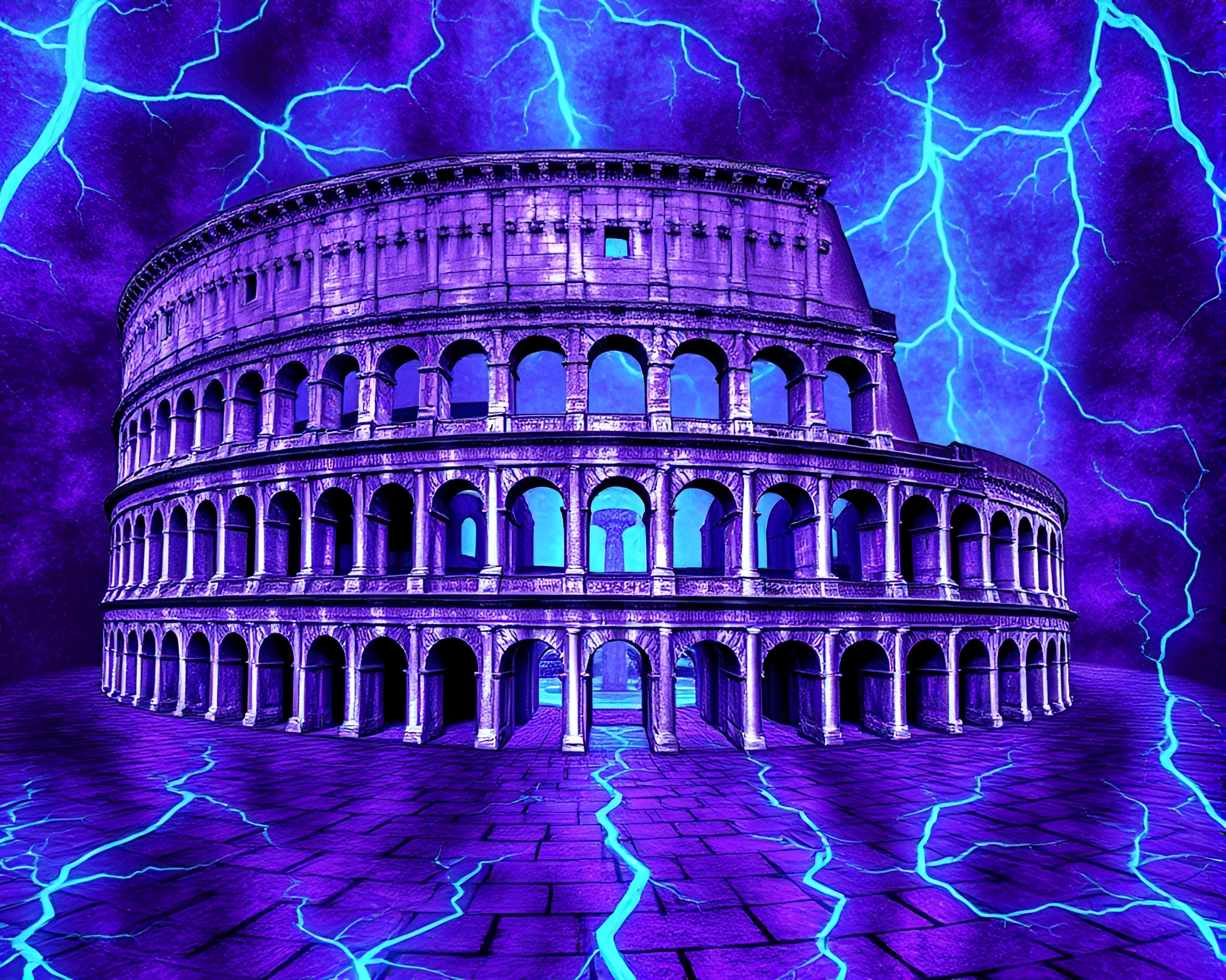 Vein Pattern Coliseum Glow Surrealist Art – free AI stock image