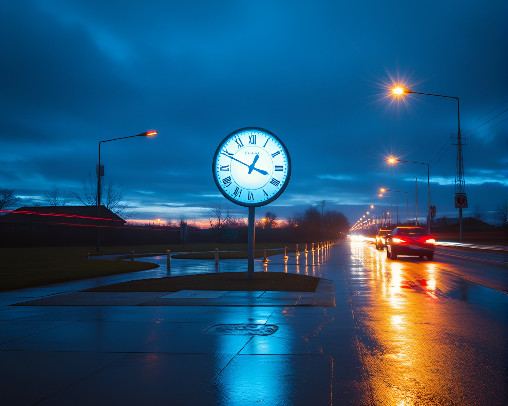Chrono Clock in Polar Twilight Double Exposure – free AI stock image