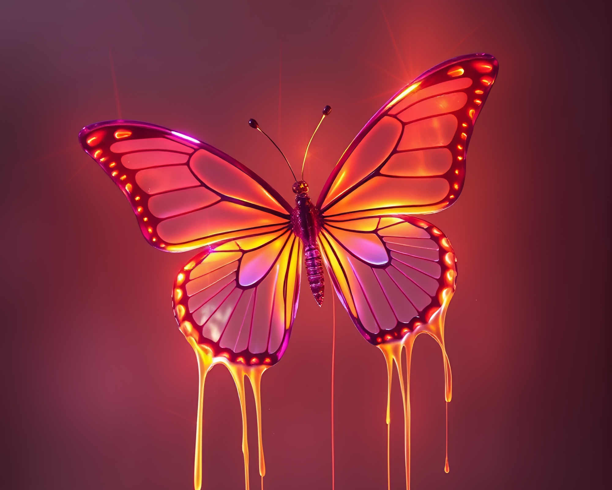 Mystical Silk Butterfly Amidst Stunning Gradient Mesh Paint Drips – free AI stock image