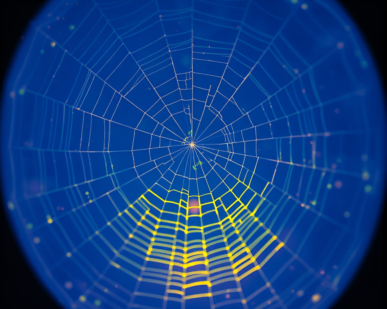Thermal imaging of ultraviolet-lit oil lantern through cobwebs