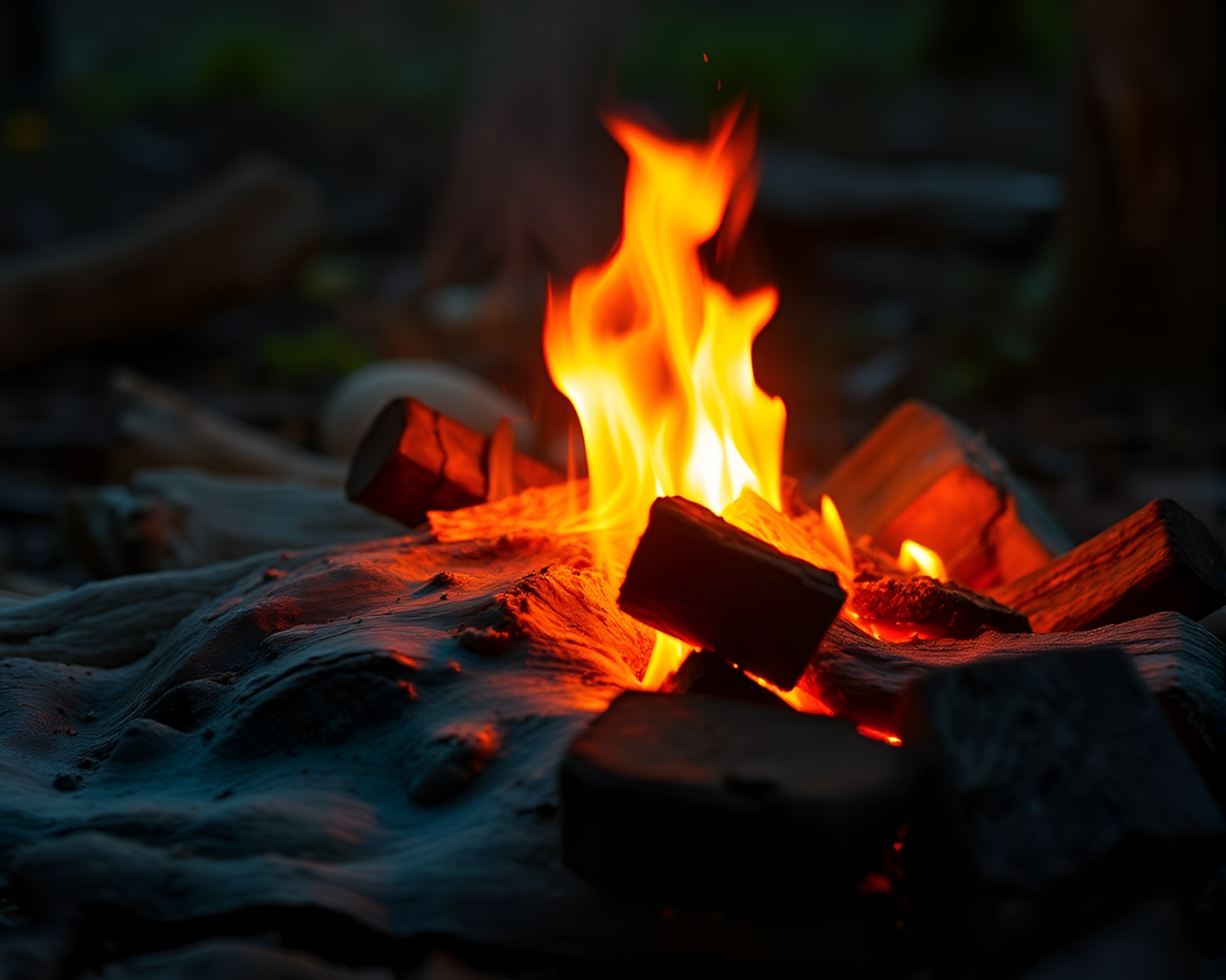 Wood Grains Hot Spring Bonfire LED Light Art – free AI stock image