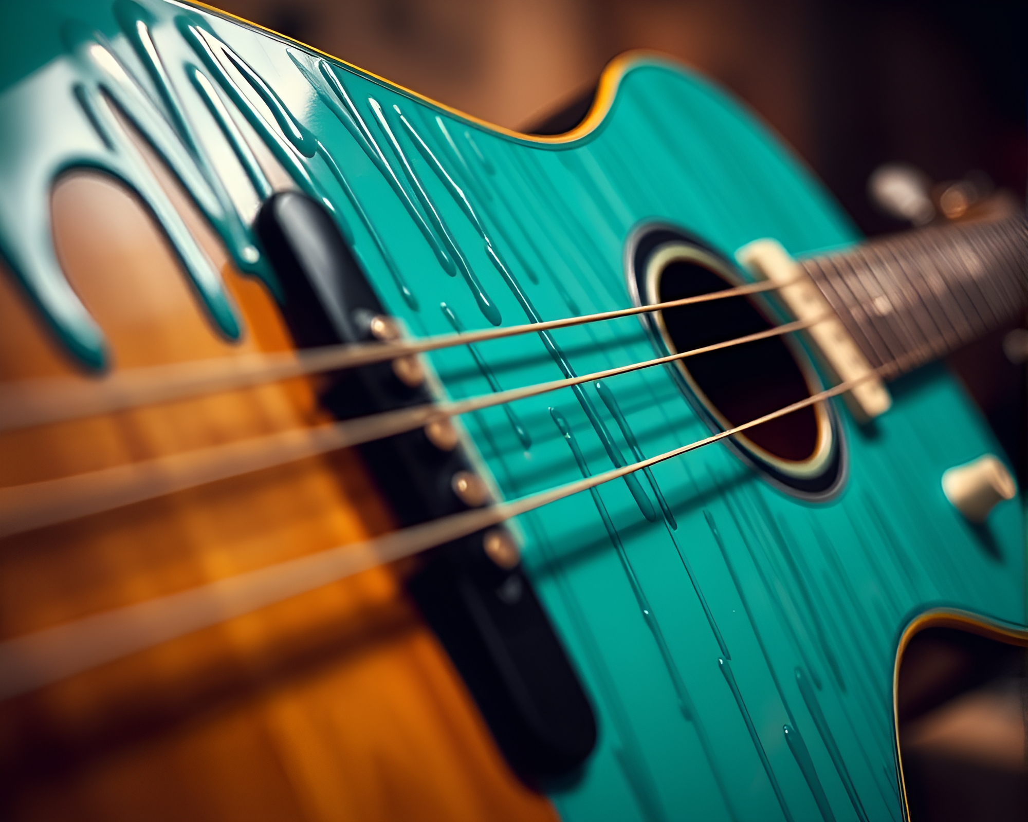 Guitar Bliss: Turquoise Melody in HDR – free AI stock image