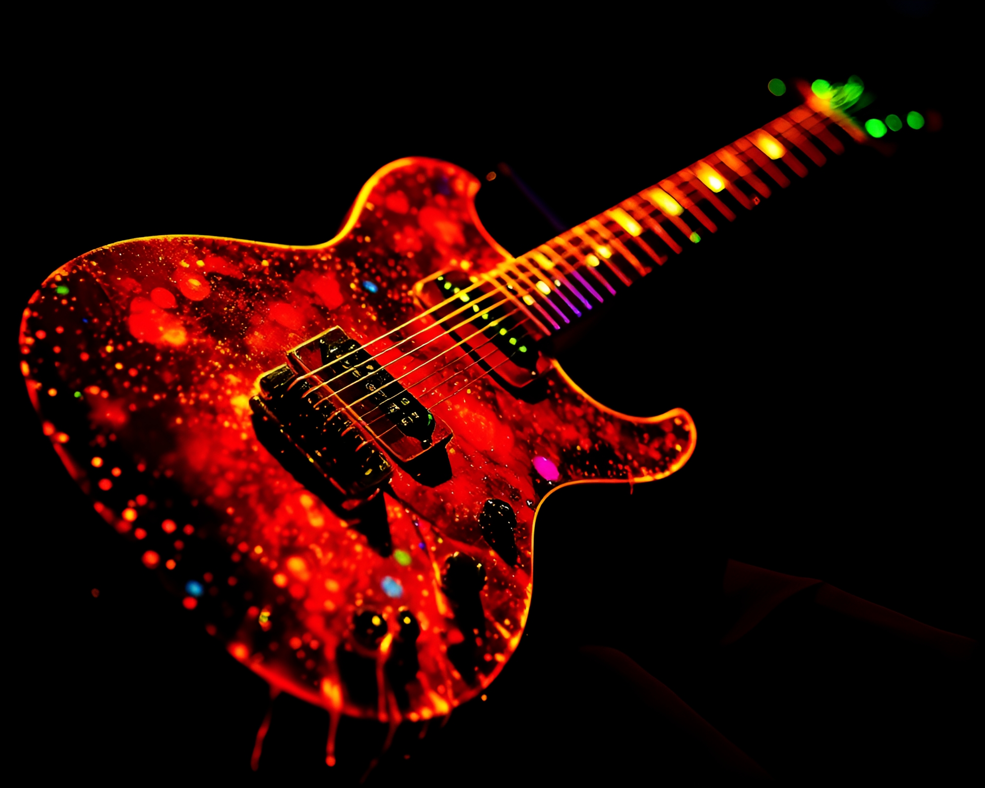 Abstract Guitar Composition with Thermal Imaging Aesthetic – free AI stock image