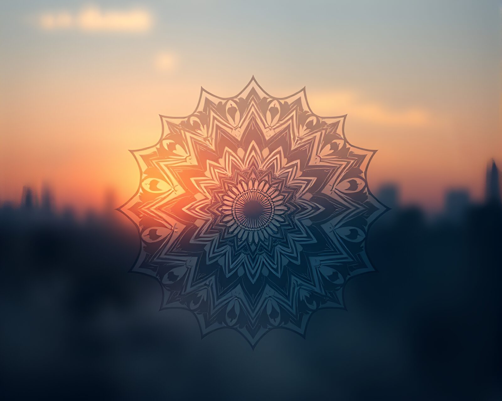 Abstract mandala design in misty morning light