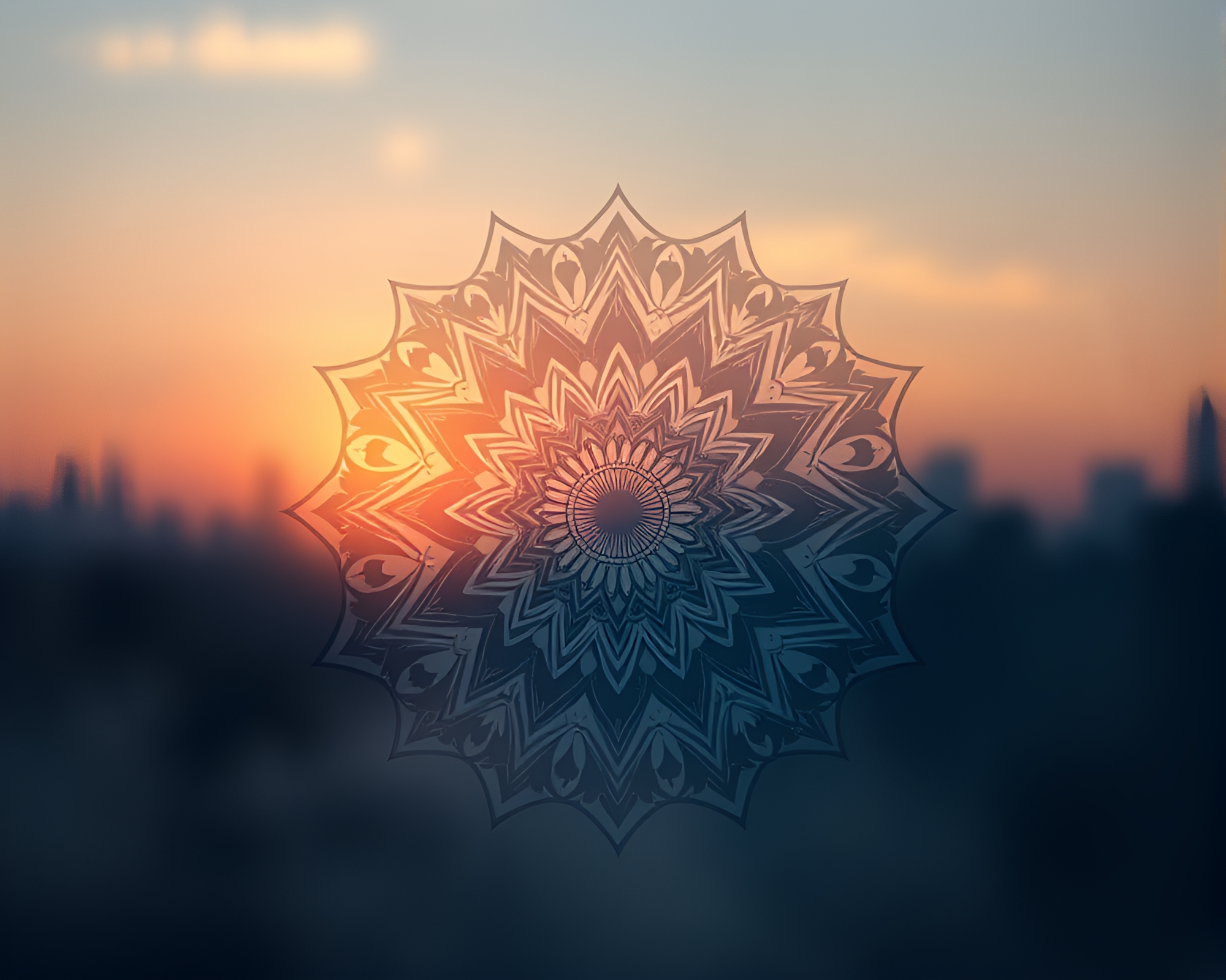 AI-Generated Mandala Grid in Dawn Mist – free AI stock image