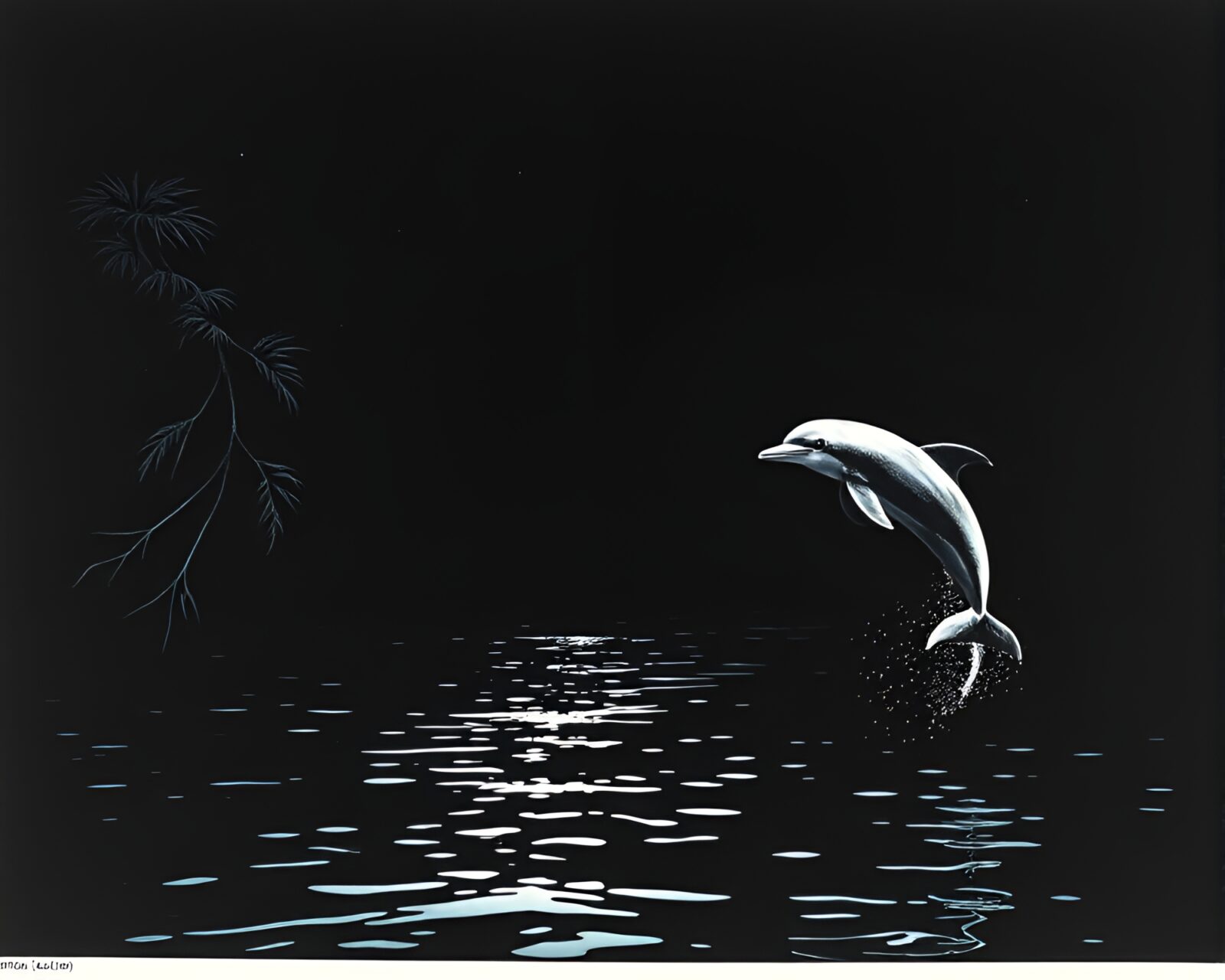 Mysterious Amazon river dolphin in intricate woodcut art style