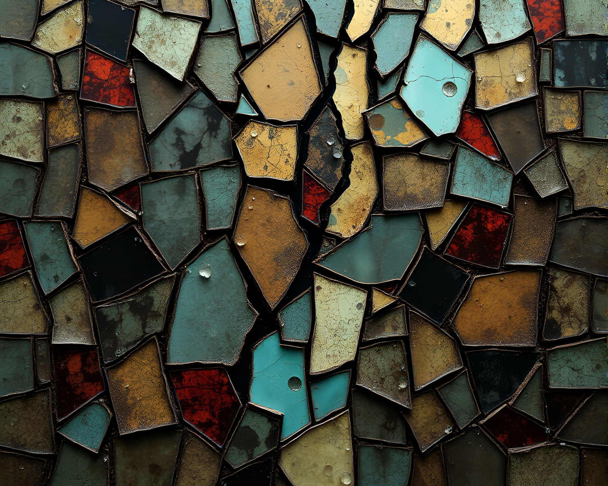 Golem’s Tattoo Mosaic: Fragmented Flash Art – free AI stock image