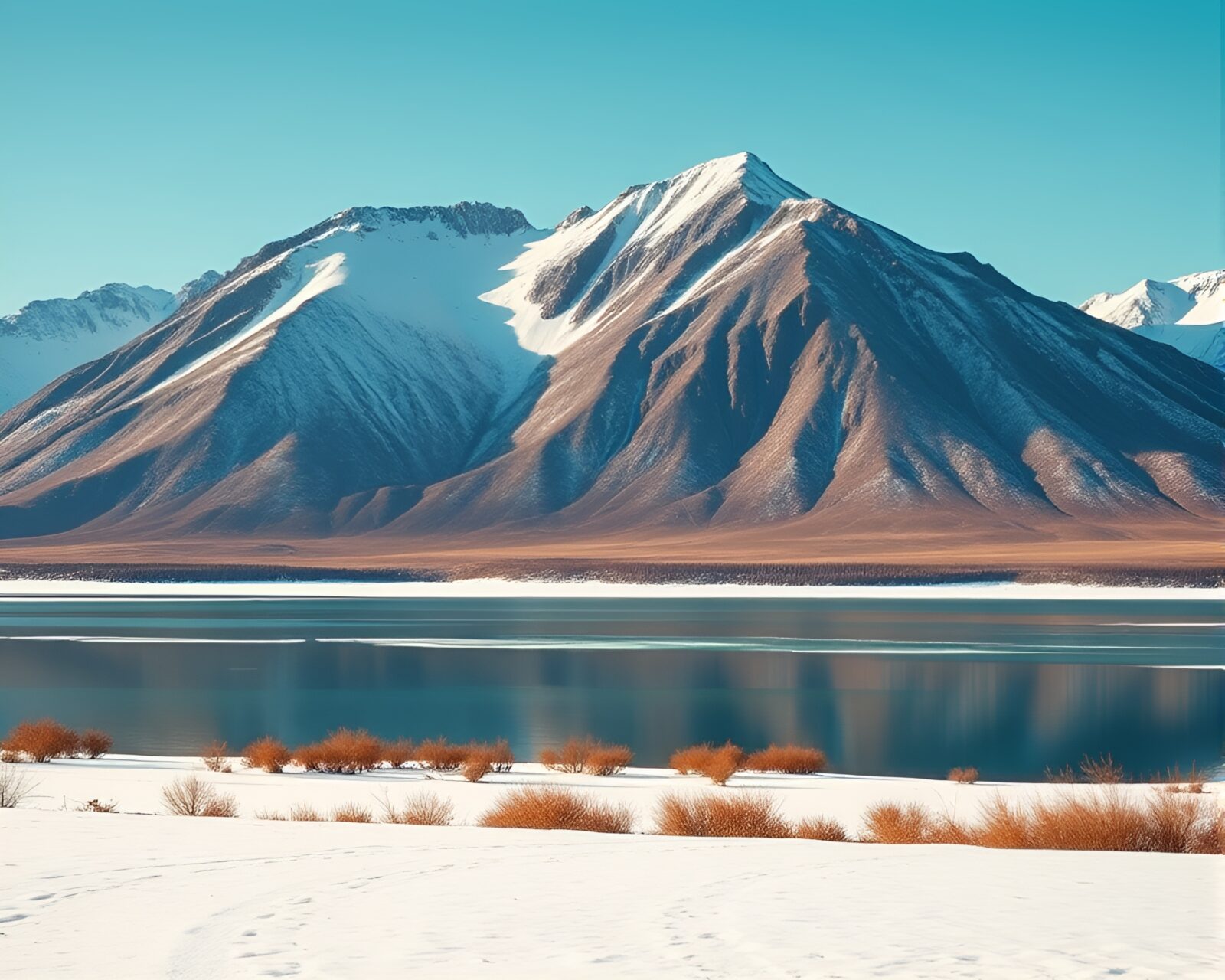 Serenely balanced image of a minimalist Arctic tundra landscape