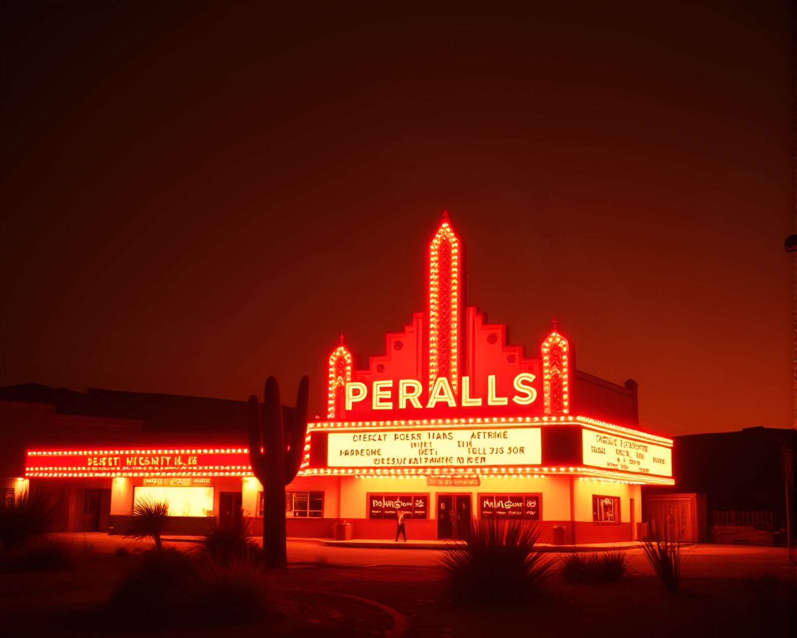 A mesmerizing desert landscape with opera-house glow lighting