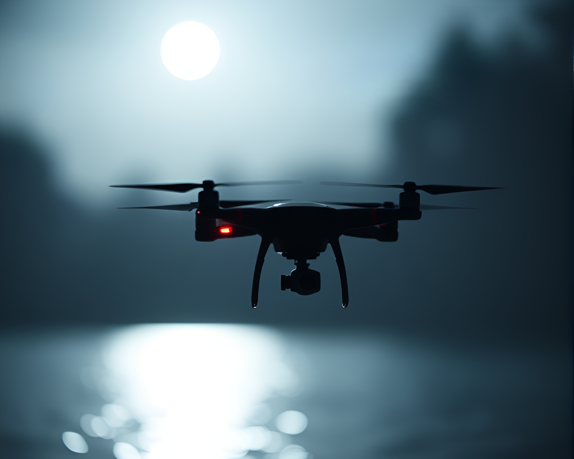 Drone-captured Silhouette of Intense Swimmer at Sunset – free AI stock image