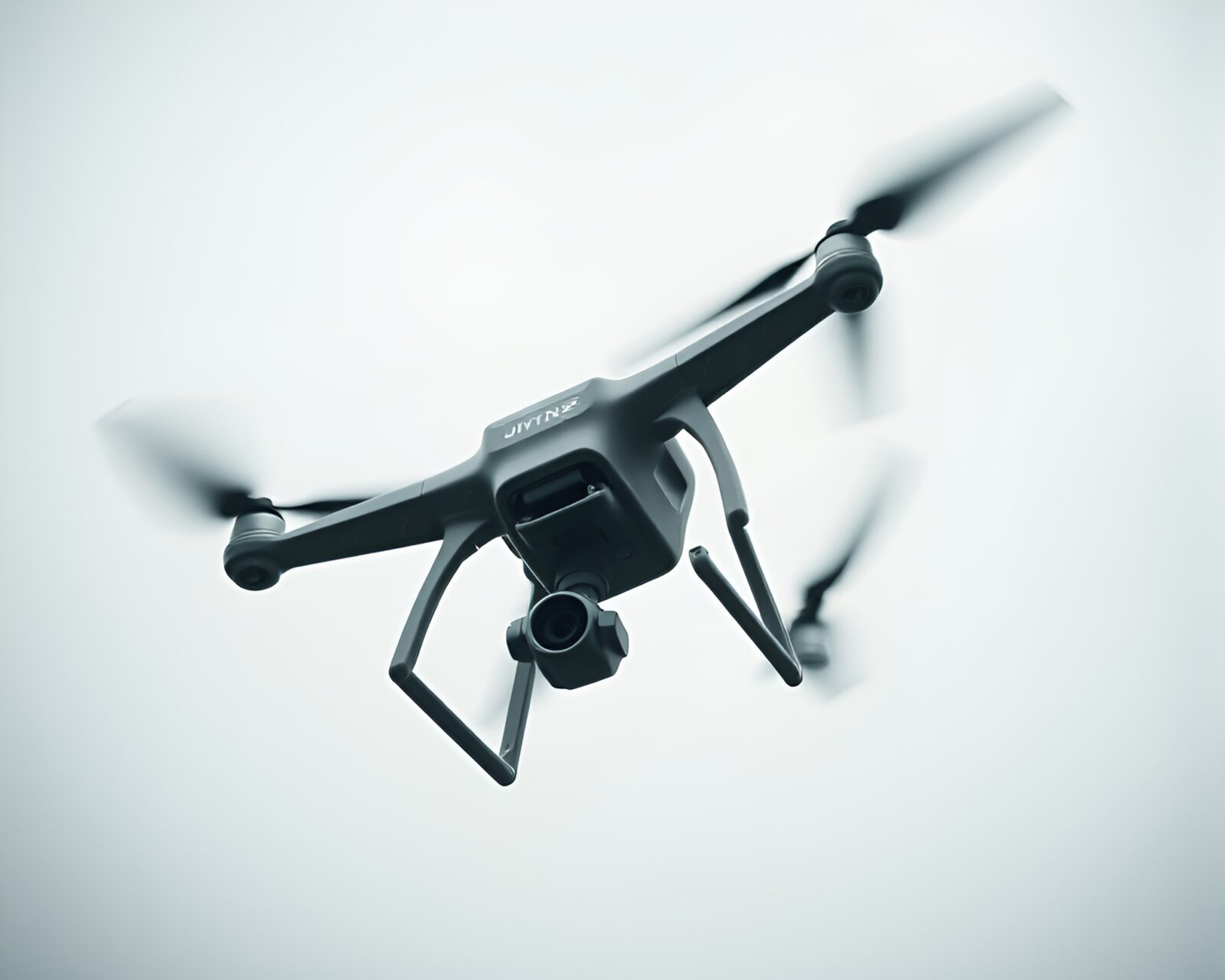 Low-angle view of photographer flying drone in pastel tones