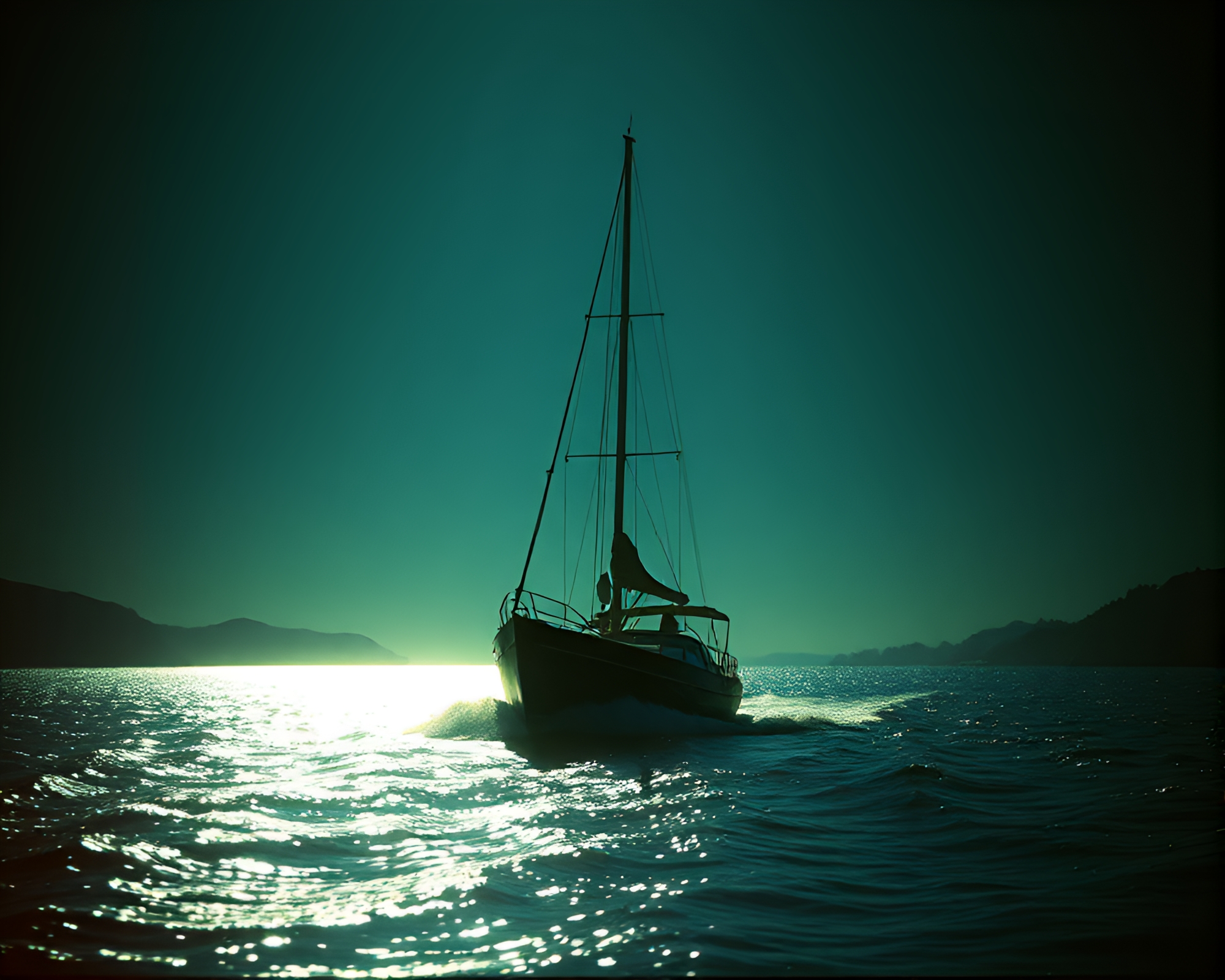 Dark Futuristic Chef Sailing Boat at Low-Angle – free AI stock image