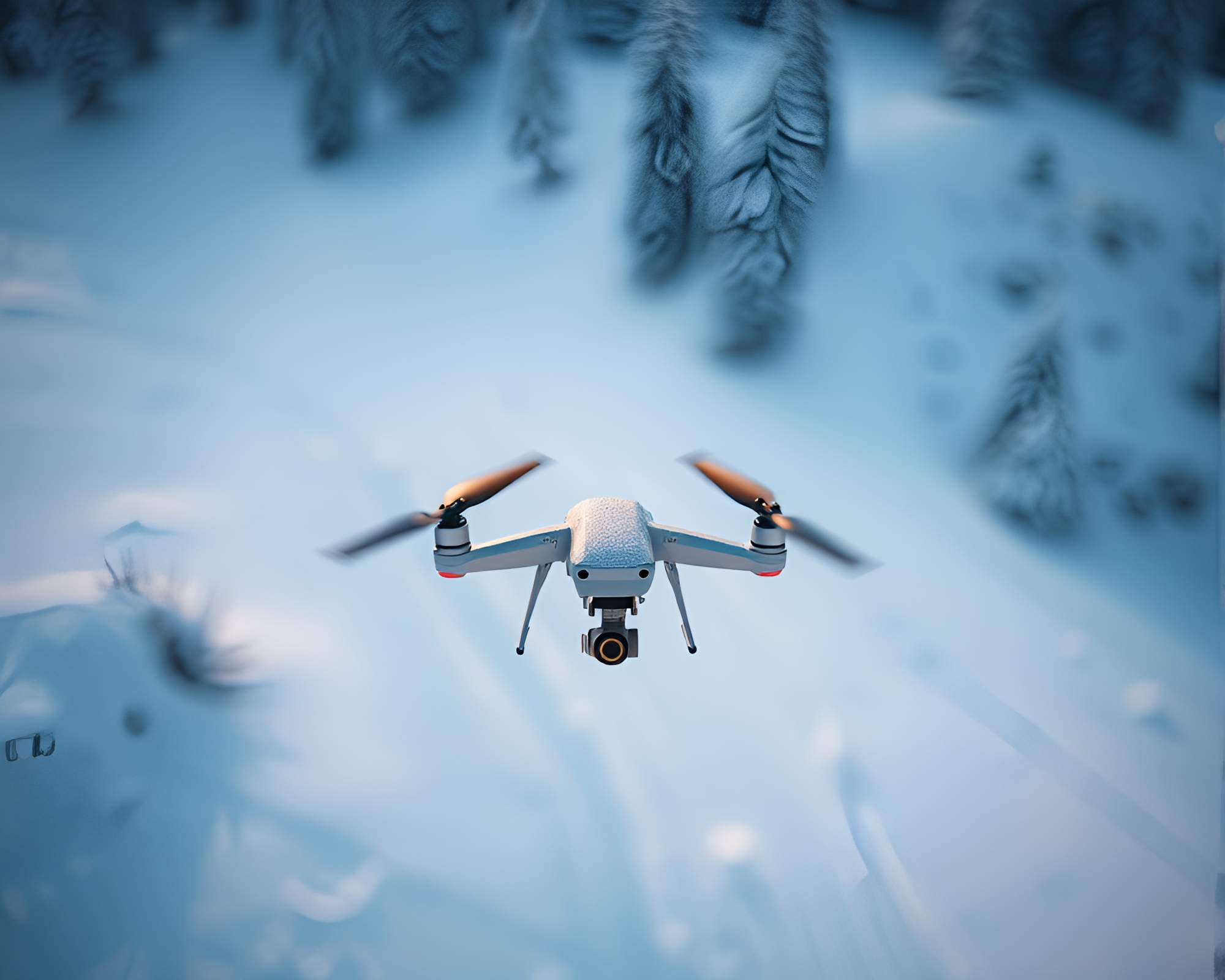 Aerial Skier Drone Hunter Adventure – free AI stock image