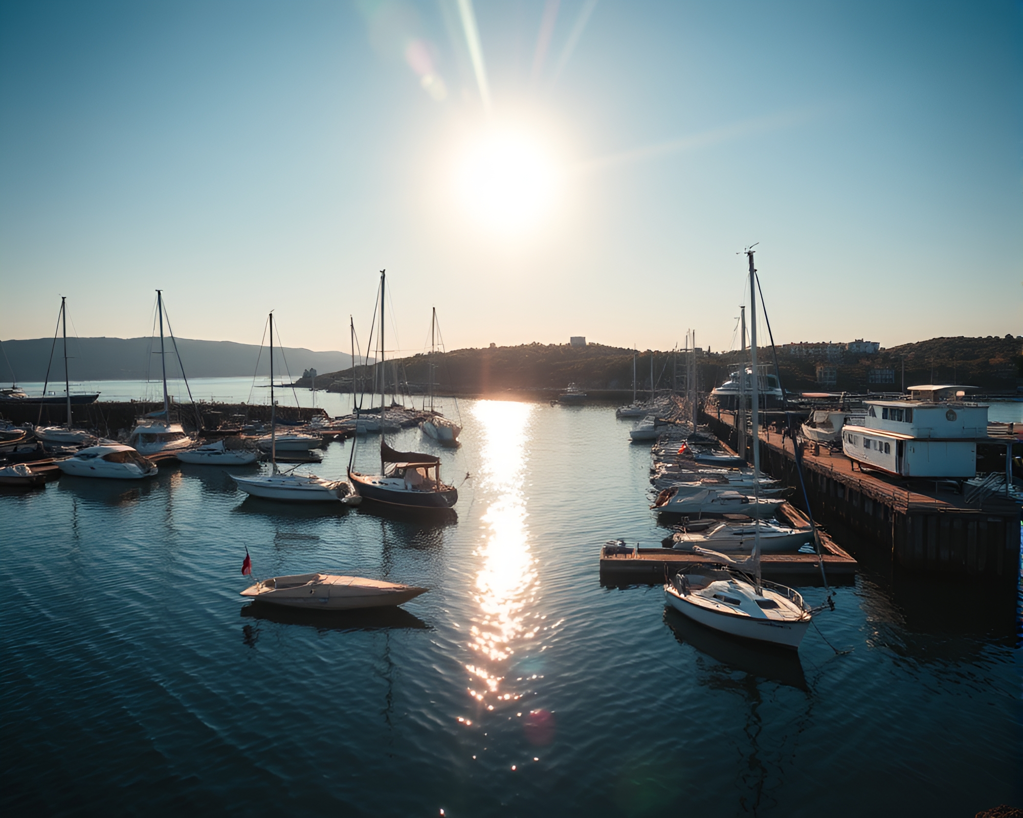 Sunny Harbor Telephoto Compression Radial Symmetry – free AI stock image